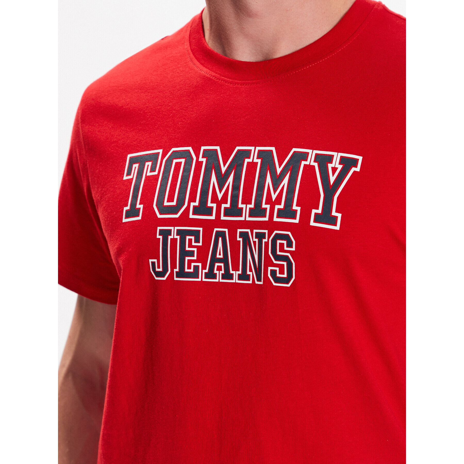 Tommy Jeans Tricou Essential DM0DM16405 Roșu Regular Fit - Pled.ro