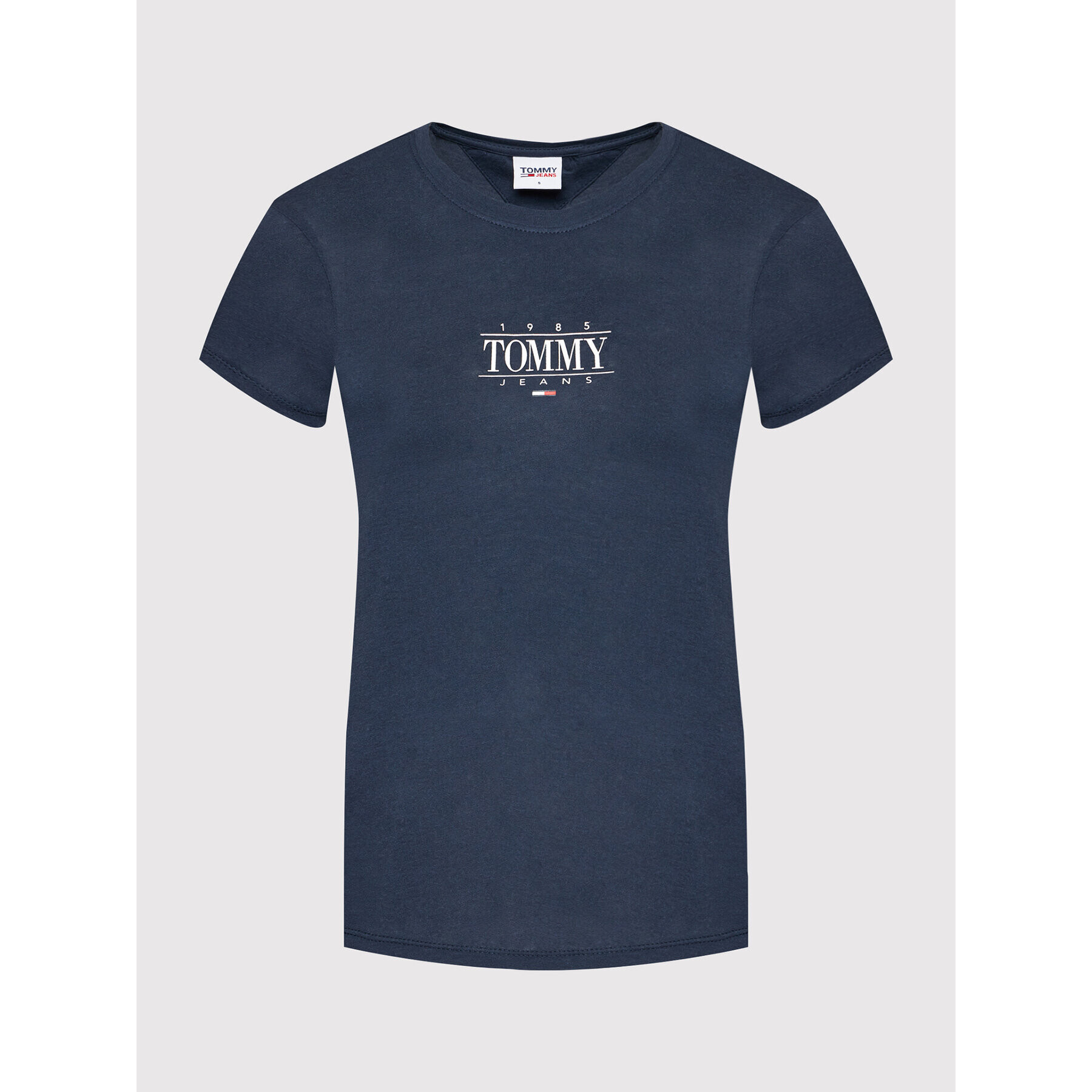 Tommy Jeans Tricou Essential Logo DW0DW11239 Bleumarin Skinny Fit - Pled.ro