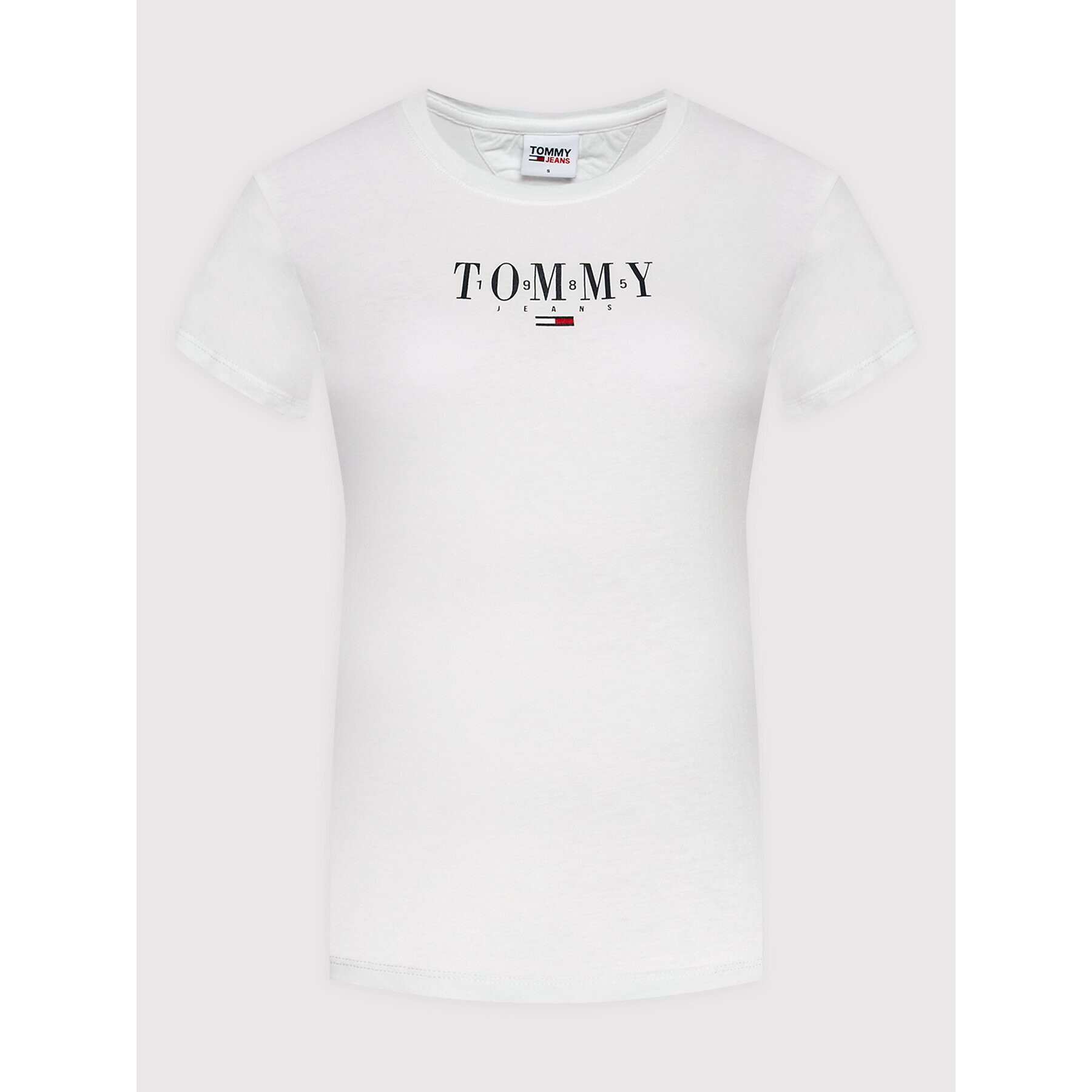 Tommy Jeans Tricou Essential Logo DW0DW12842 Alb Skinny Fit - Pled.ro