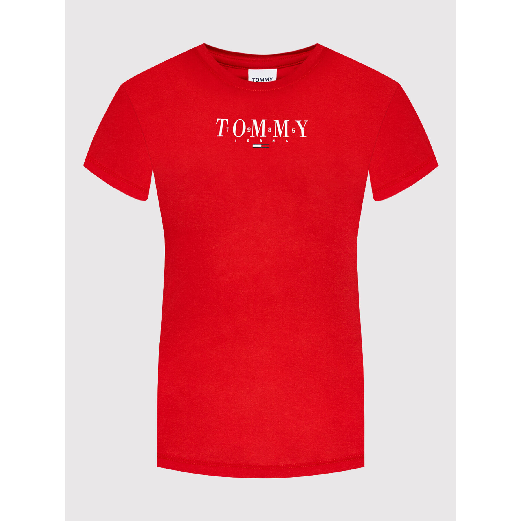 Tommy Jeans Tricou Essential Logo DW0DW12842 Roșu Skinny Fit - Pled.ro