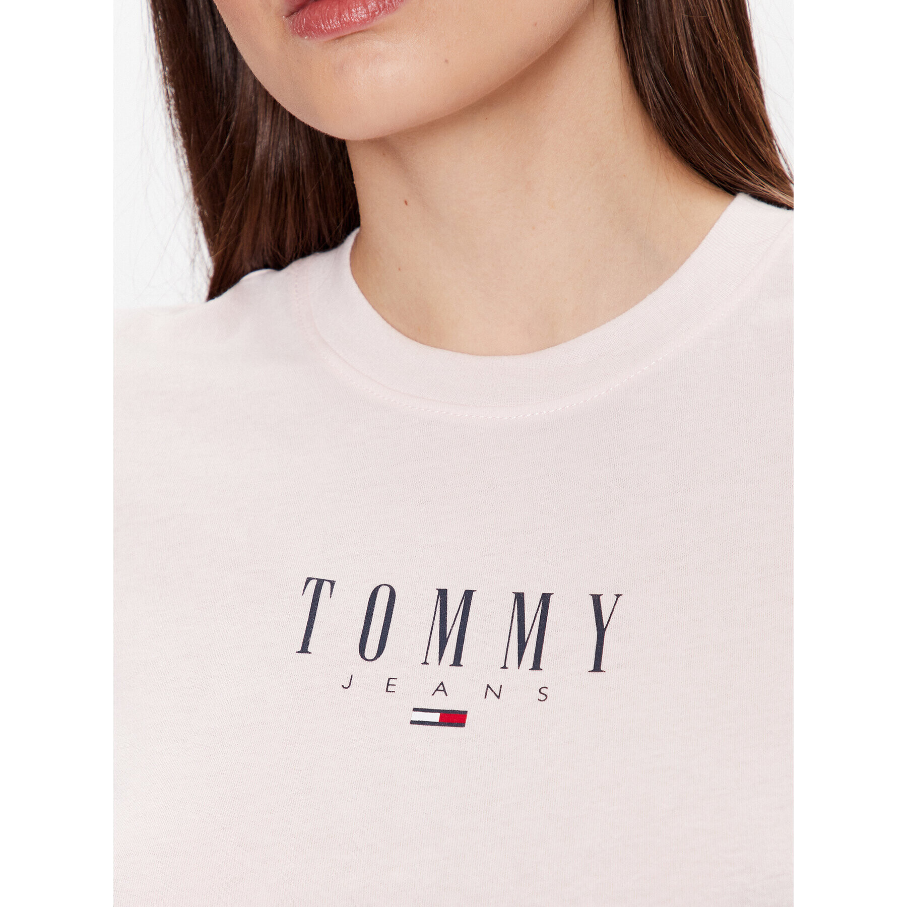 Tommy Jeans Tricou Essential Logo DW0DW15749 Roz Regular Fit - Pled.ro