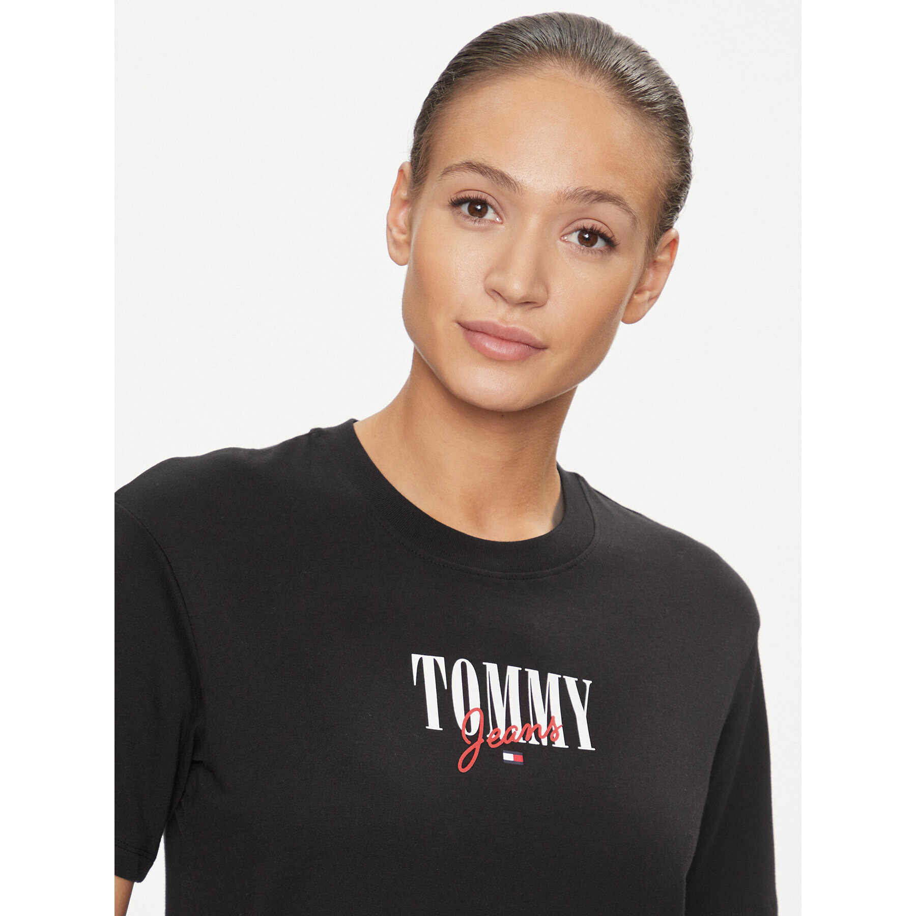 Tommy Jeans Tricou Essential Logo DW0DW16441 Negru Relaxed Fit - Pled.ro