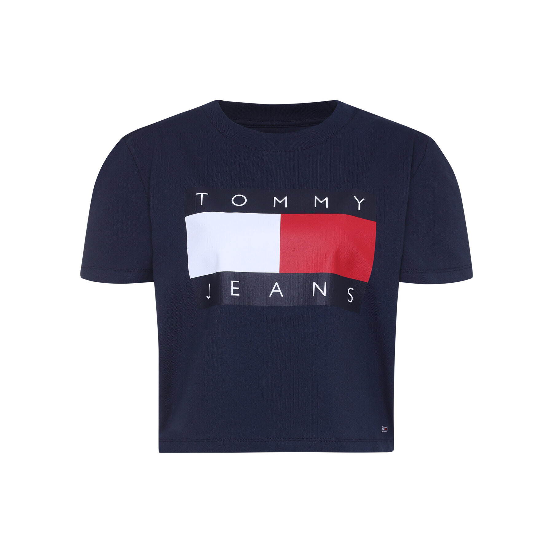 Tommy Jeans Tricou Flag DW0DW07153 Bleumarin Regular Fit - Pled.ro