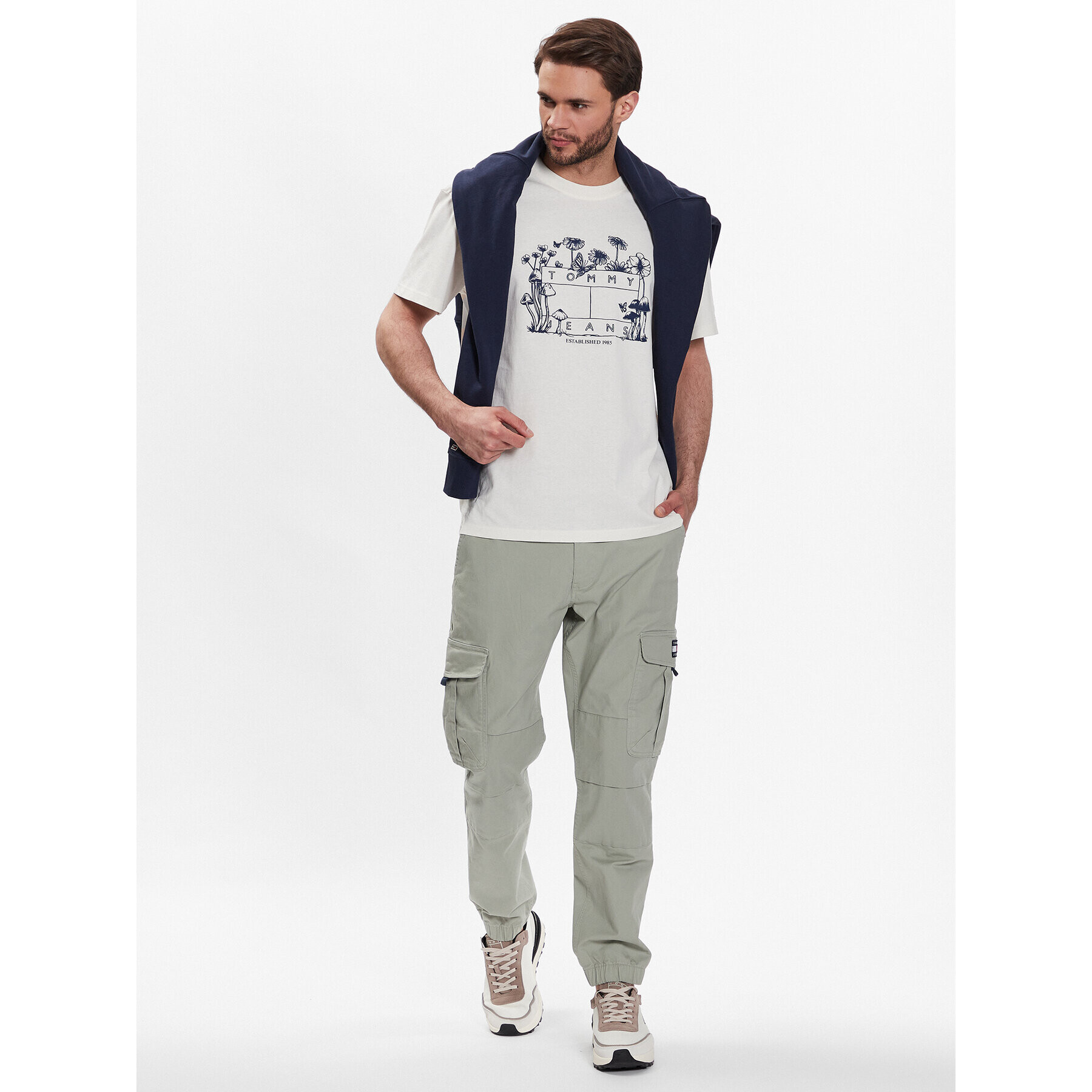 Tommy Jeans Tricou Homegrown DM0DM16235 Écru Relaxed Fit - Pled.ro