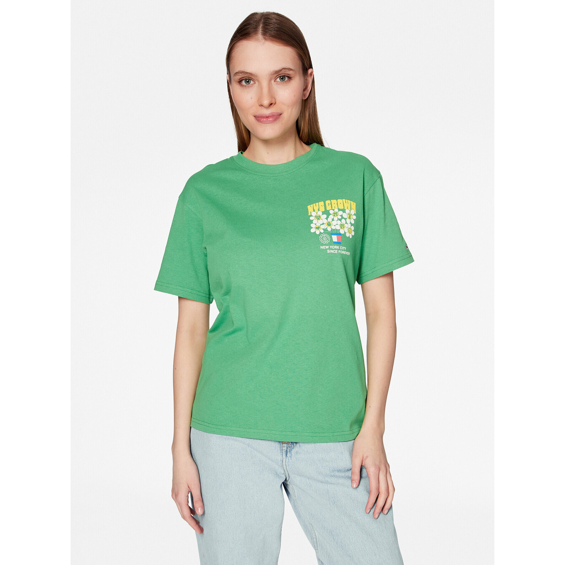 Tommy Jeans Tricou Homegrown DW0DW15474 Verde Relaxed Fit - Pled.ro