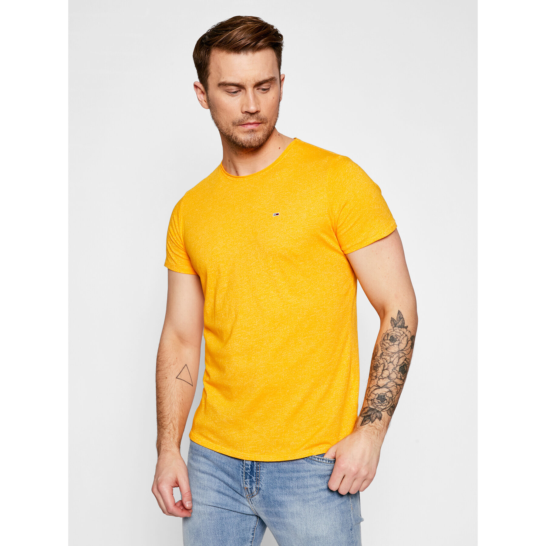 Tommy Jeans Tricou Jaspe DM0DM09586 Galben Slim Fit - Pled.ro