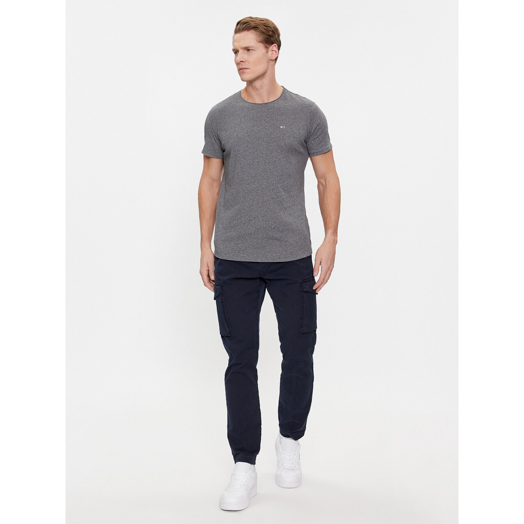 Tommy Jeans Tricou Jaspe DM0DM09586 Gri Slim Fit - Pled.ro