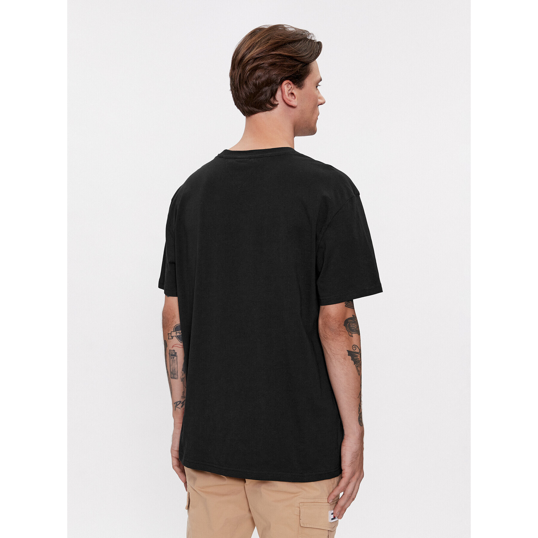 Tommy Jeans Tricou Linear Logo DM0DM17993 Negru Regular Fit - Pled.ro