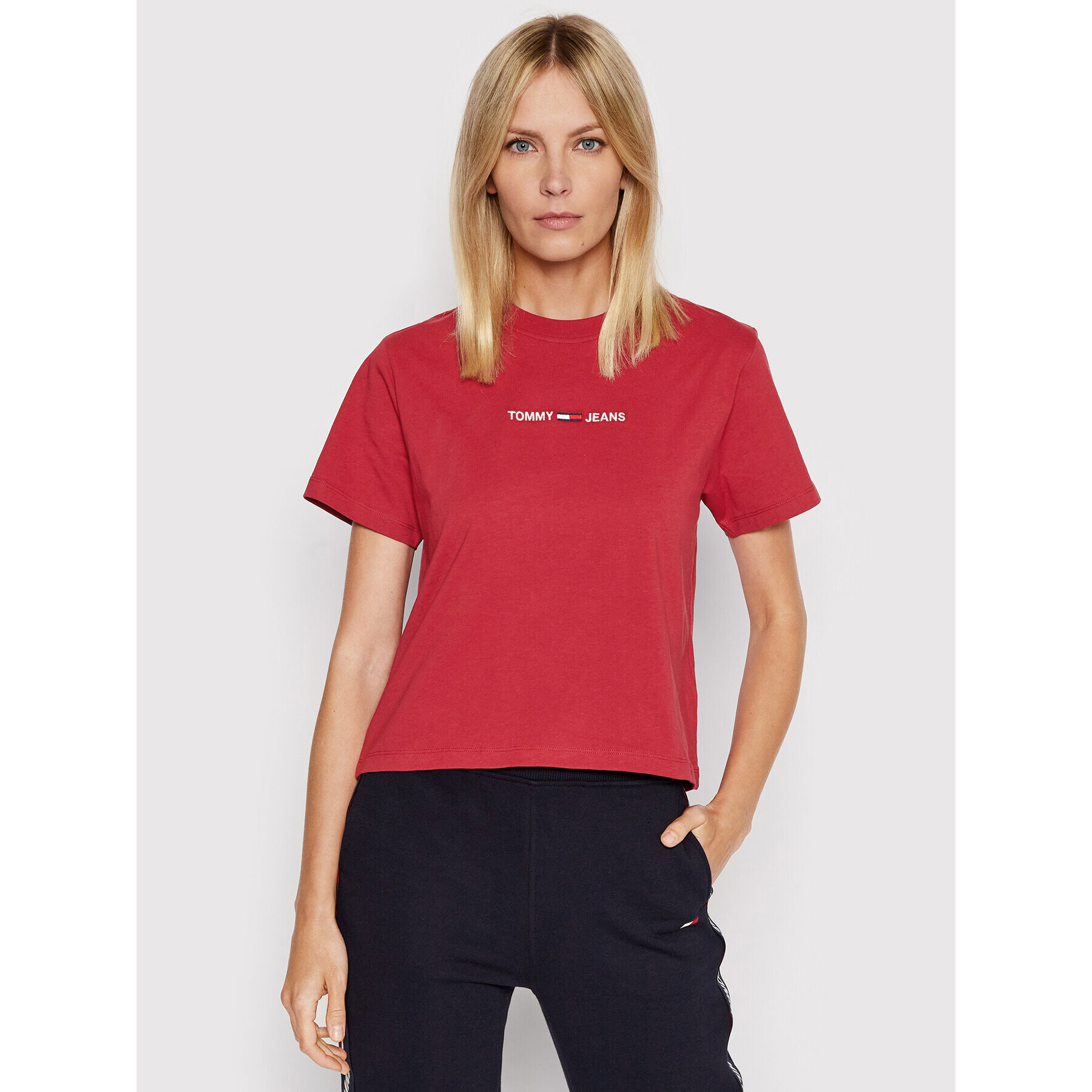 Tommy Jeans Tricou Logo DW0DW10057 Vișiniu Regular Fit - Pled.ro