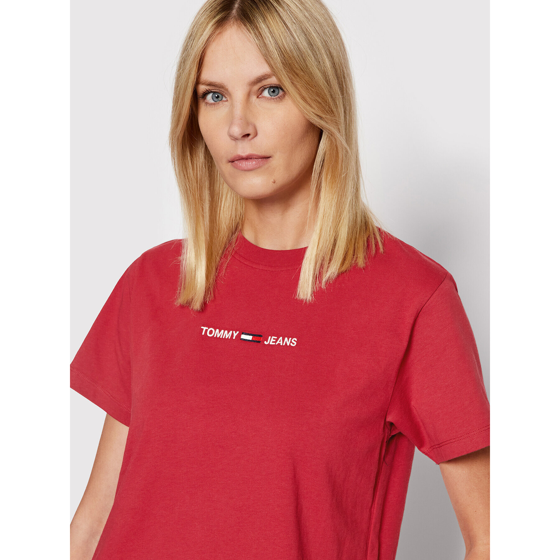 Tommy Jeans Tricou Logo DW0DW10057 Vișiniu Regular Fit - Pled.ro