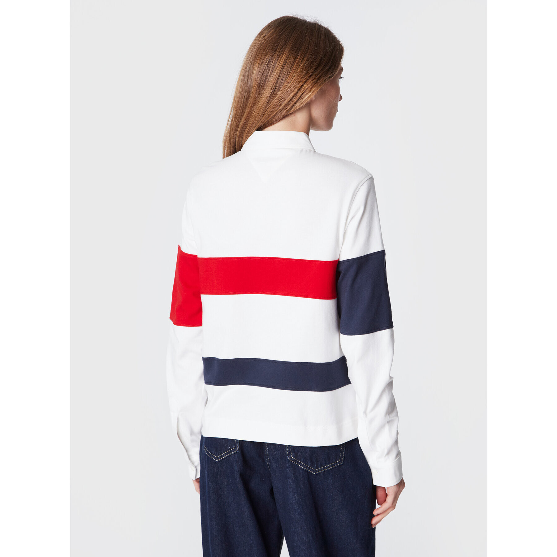 Tommy Jeans Tricou polo Archive DW0DW14258 Alb Oversize - Pled.ro