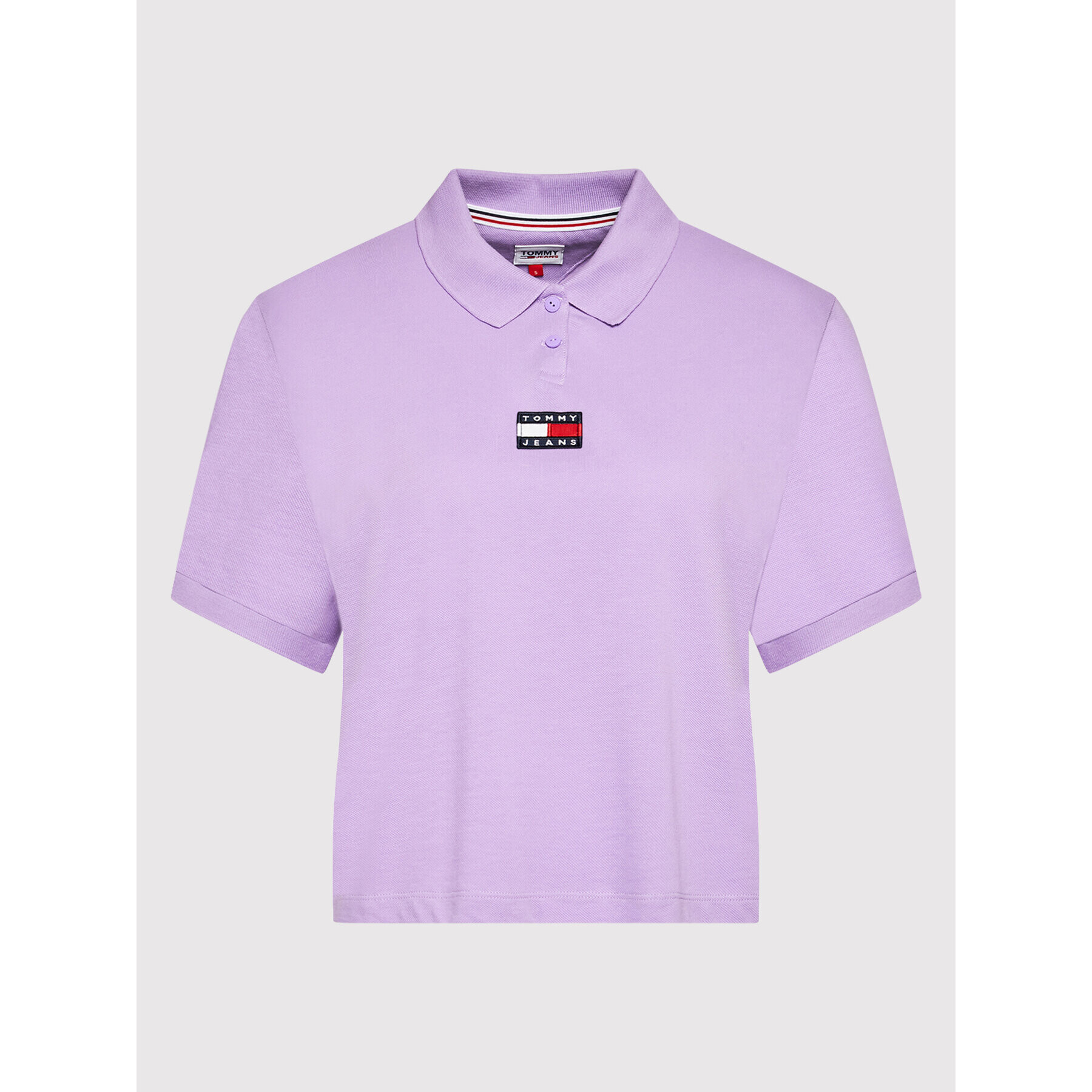 Tommy Jeans Tricou polo Center Badge DW0DW10347 Violet Relaxed Fit - Pled.ro