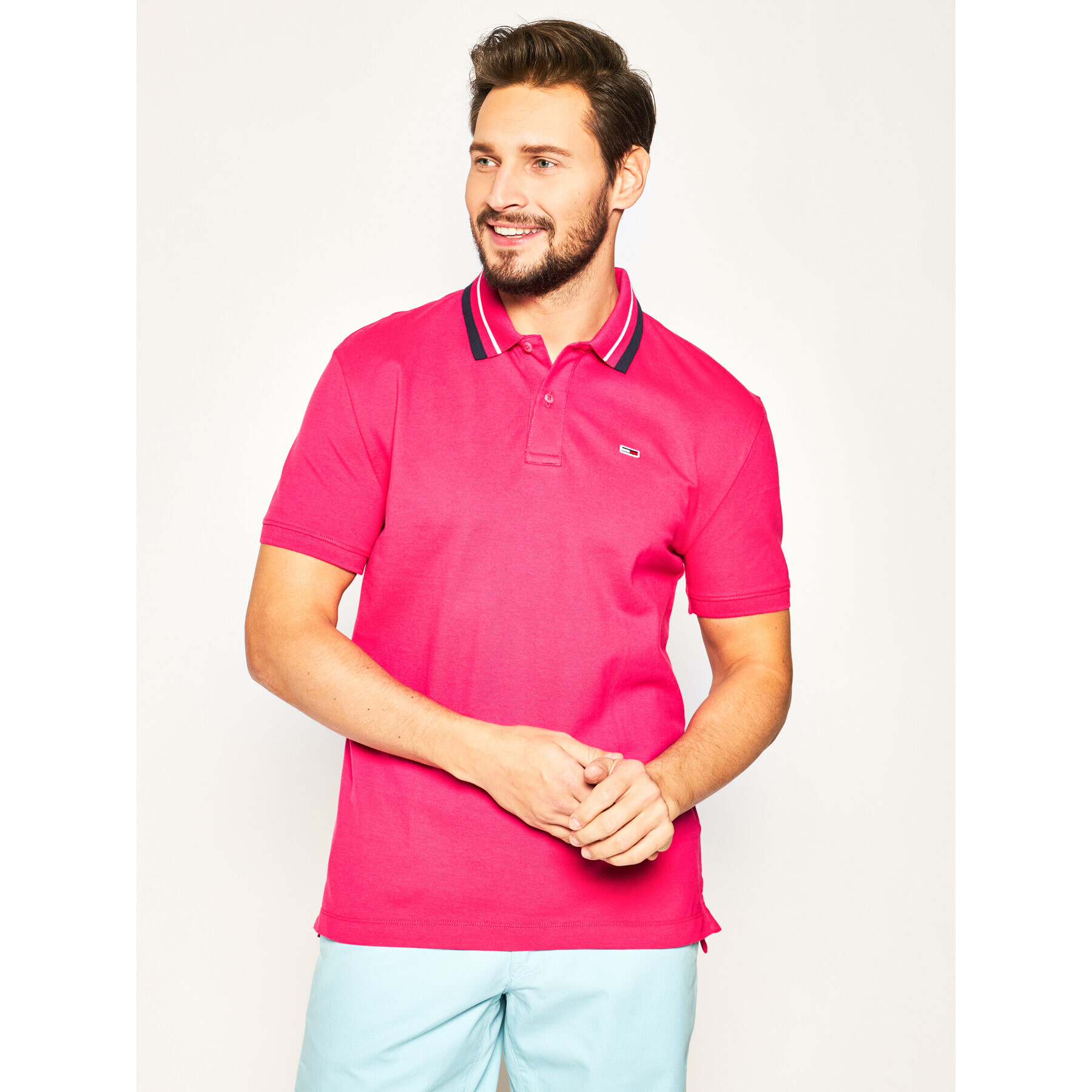 Tommy Jeans Tricou polo Classics Tipped DM0DM07195 Roz Regular Fit - Pled.ro