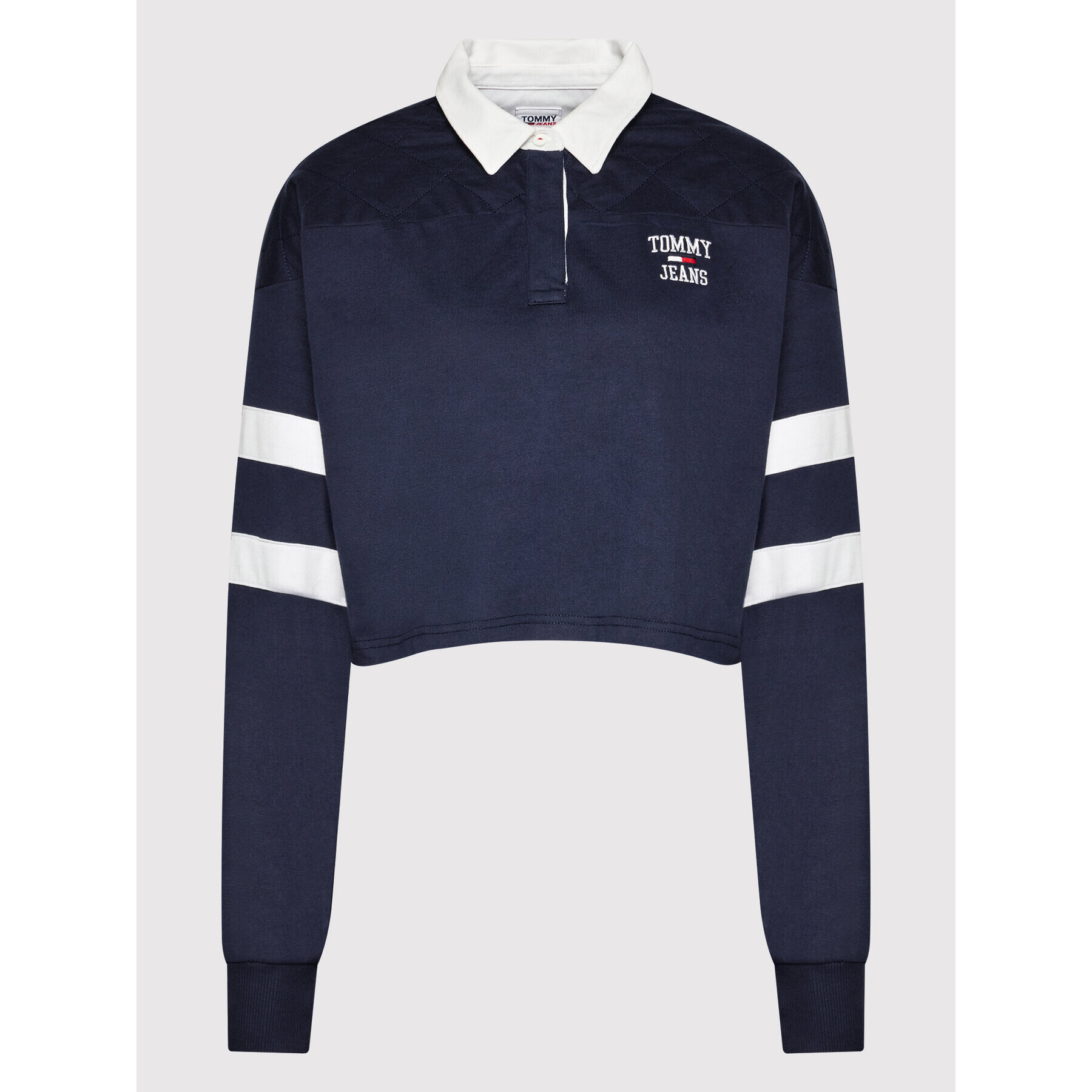 Tommy Jeans Tricou polo College Logo DW0DW11634 Bleumarin Cropped Fit - Pled.ro