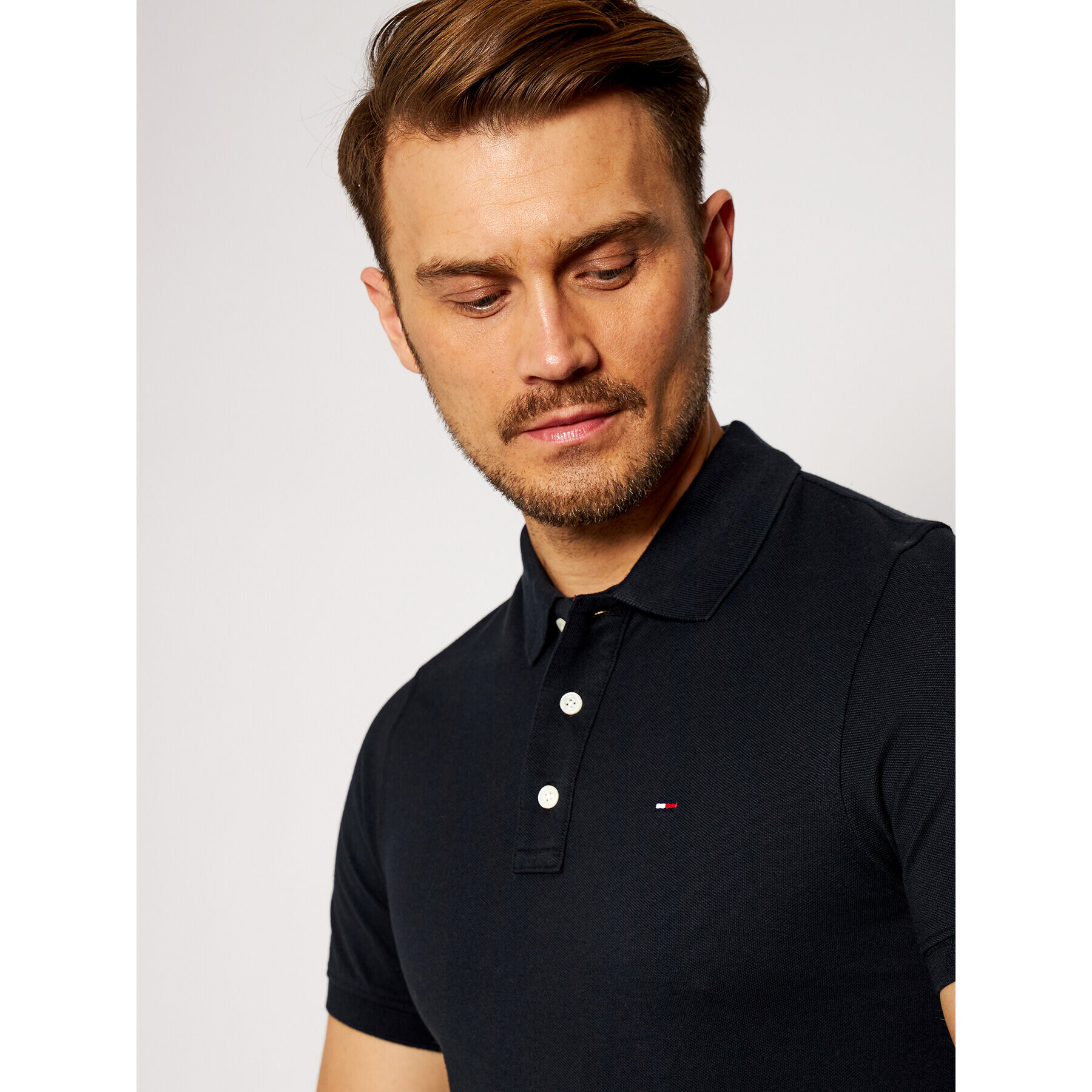 Tommy Jeans Tricou polo DM0DM04266 Negru Slim Fit - Pled.ro