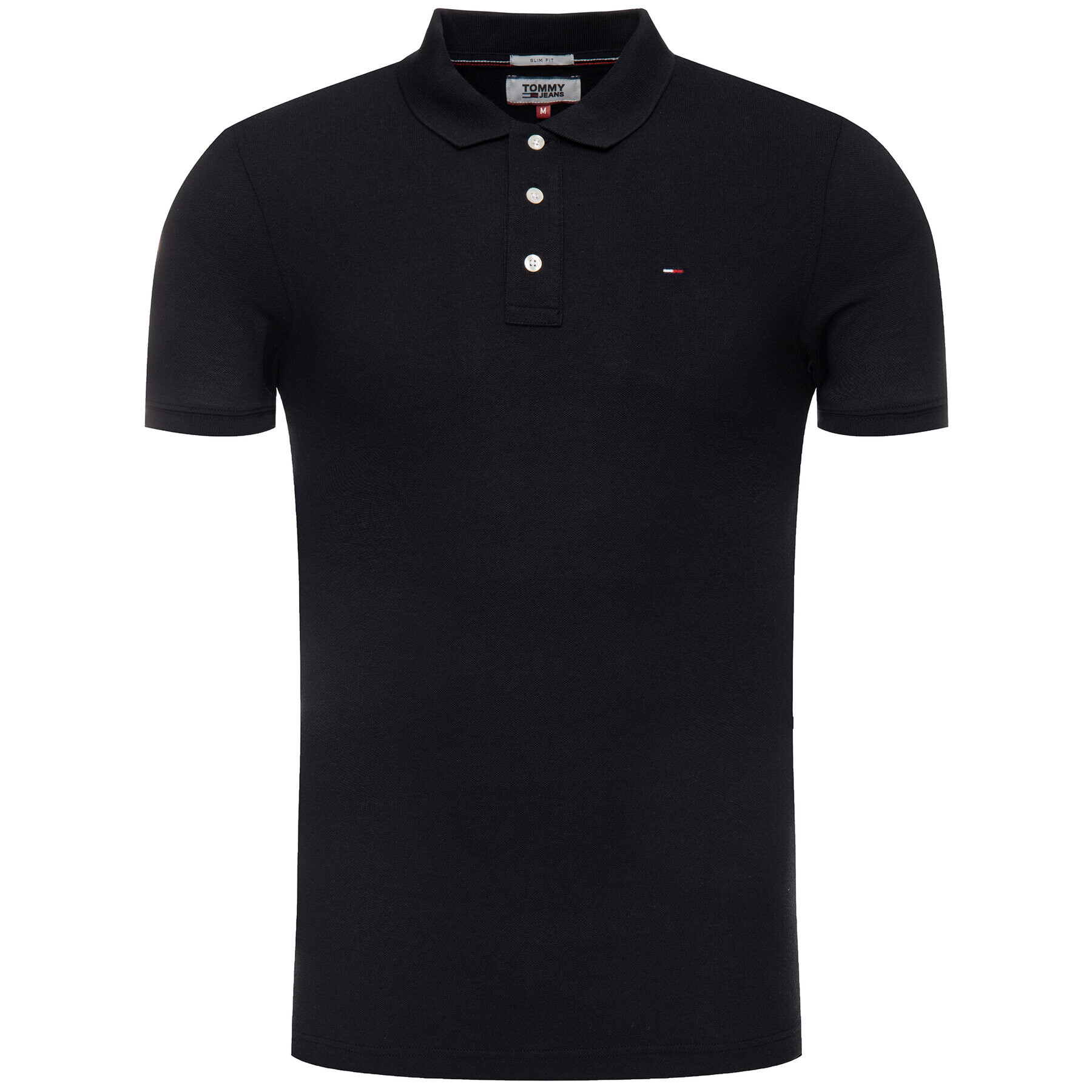 Tommy Jeans Tricou polo DM0DM04266 Negru Slim Fit - Pled.ro