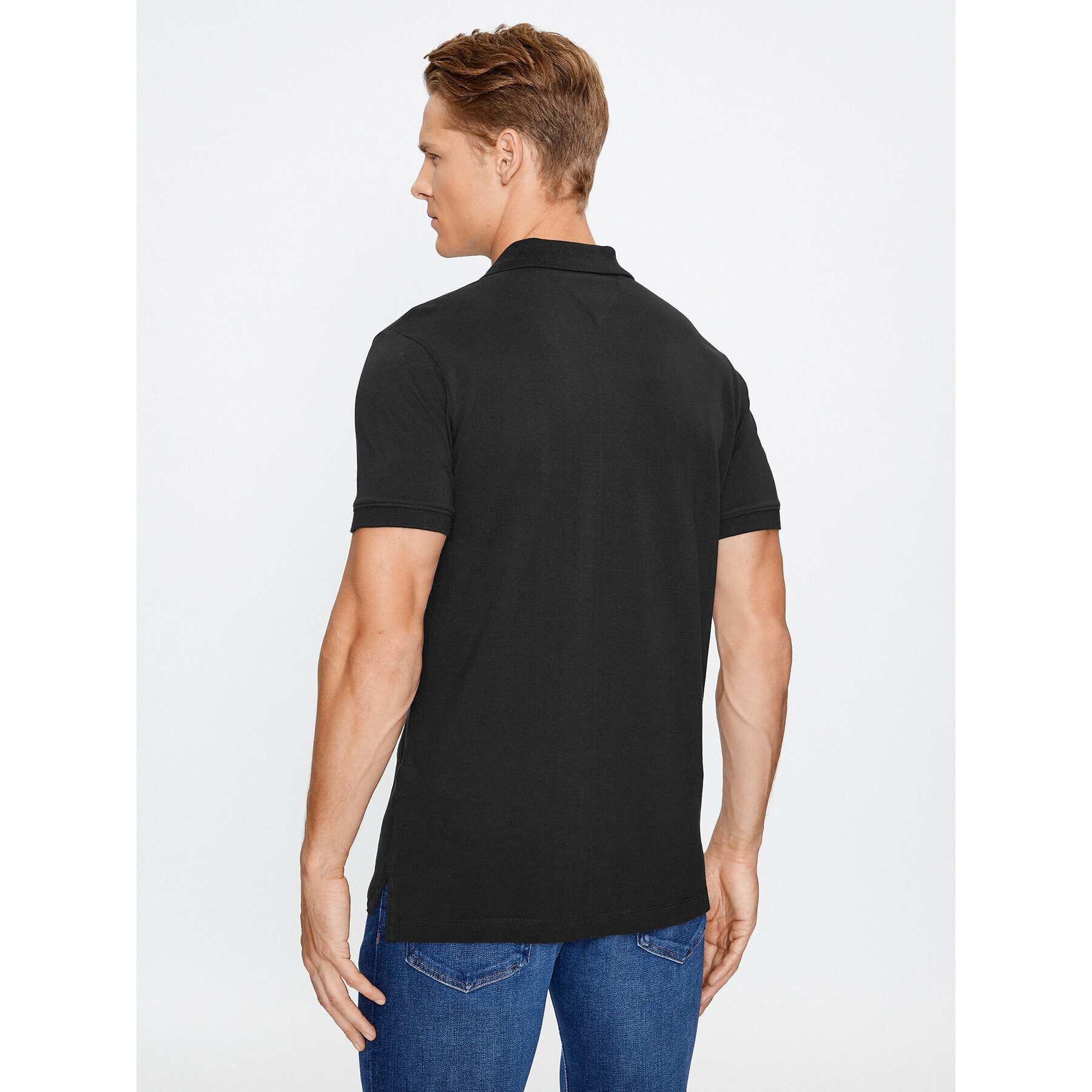 Tommy Jeans Tricou polo DM0DM15370 Negru Slim Fit - Pled.ro