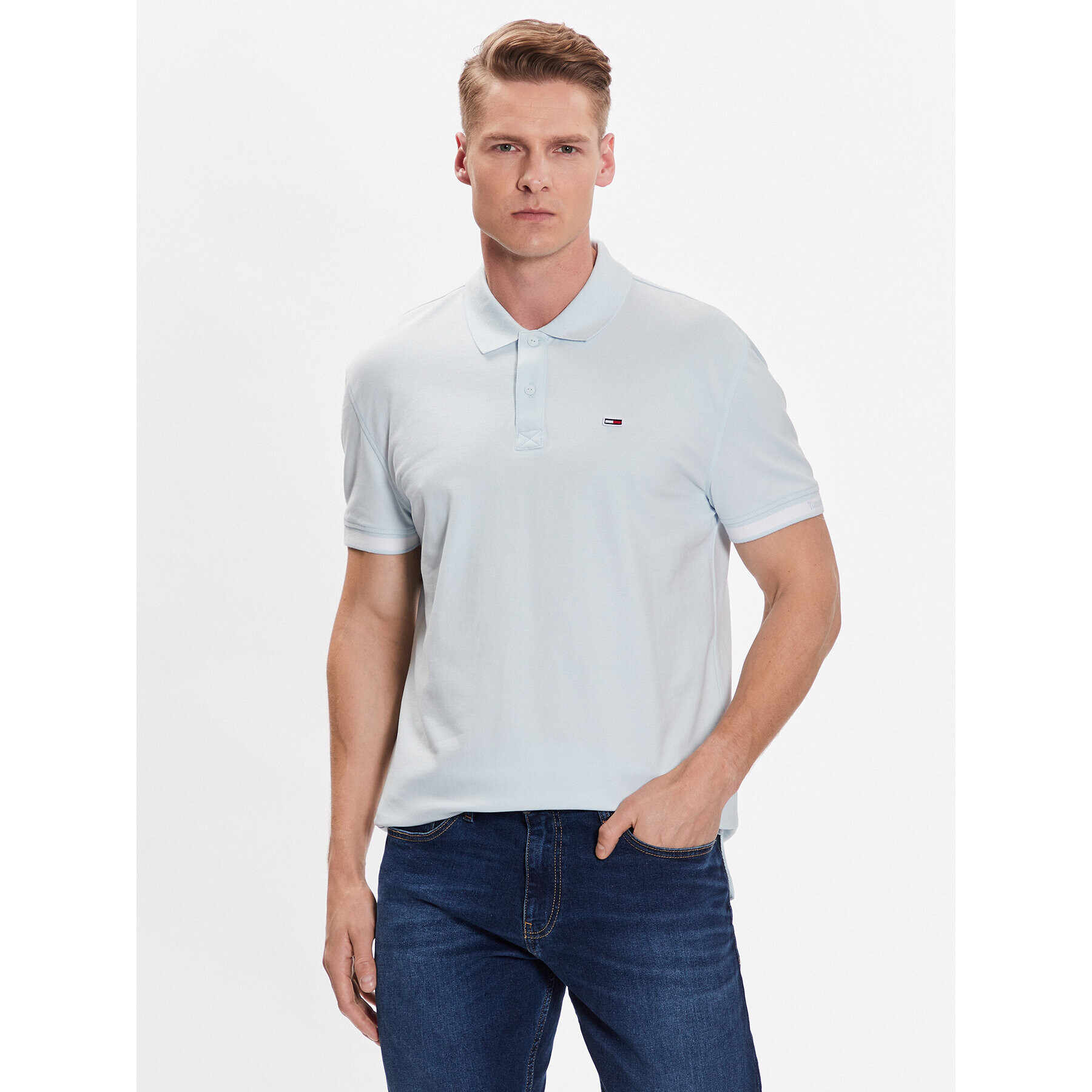 Tommy Jeans Tricou polo DM0DM15751 Albastru Regular Fit - Pled.ro