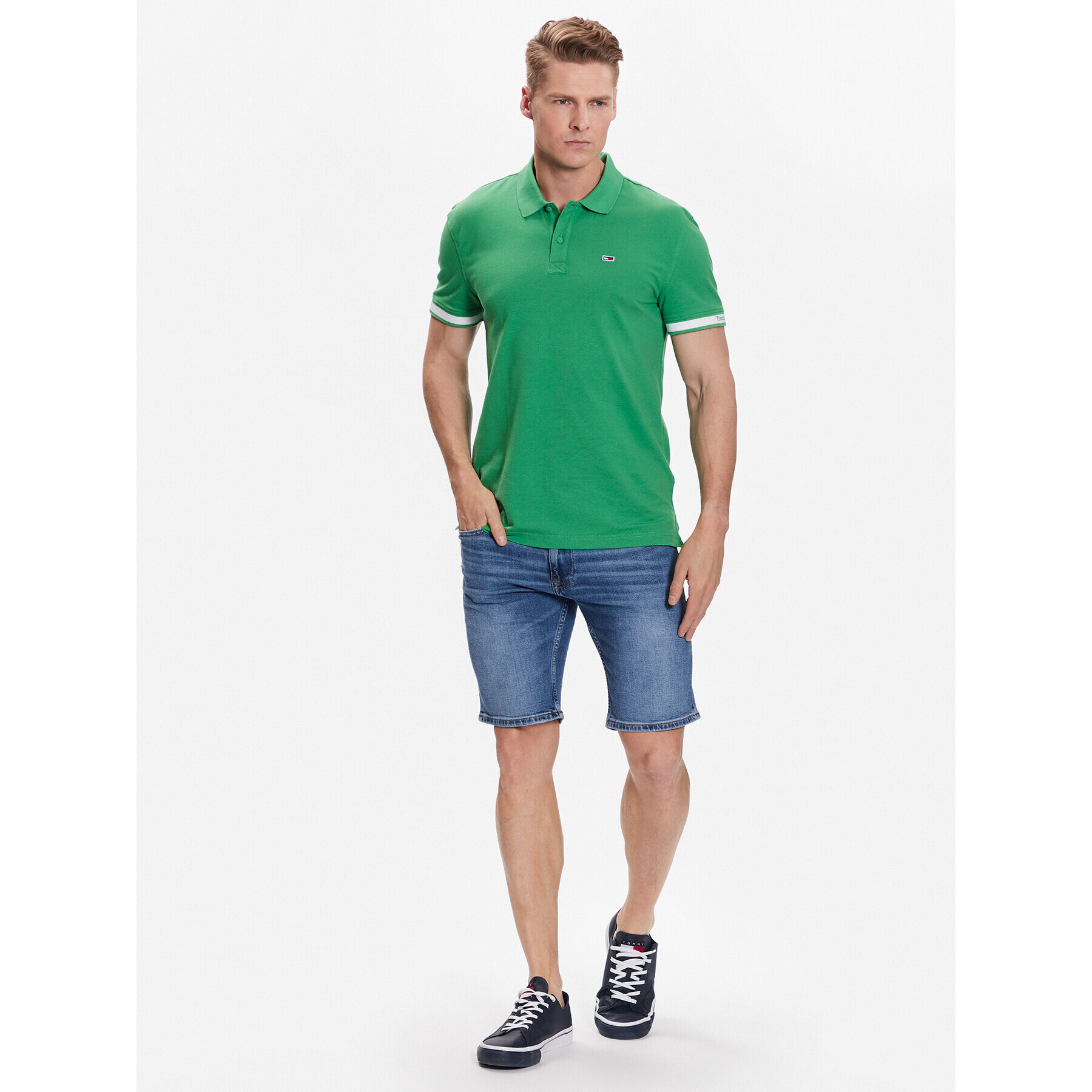 Tommy Jeans Tricou polo DM0DM15751 Verde Regular Fit - Pled.ro