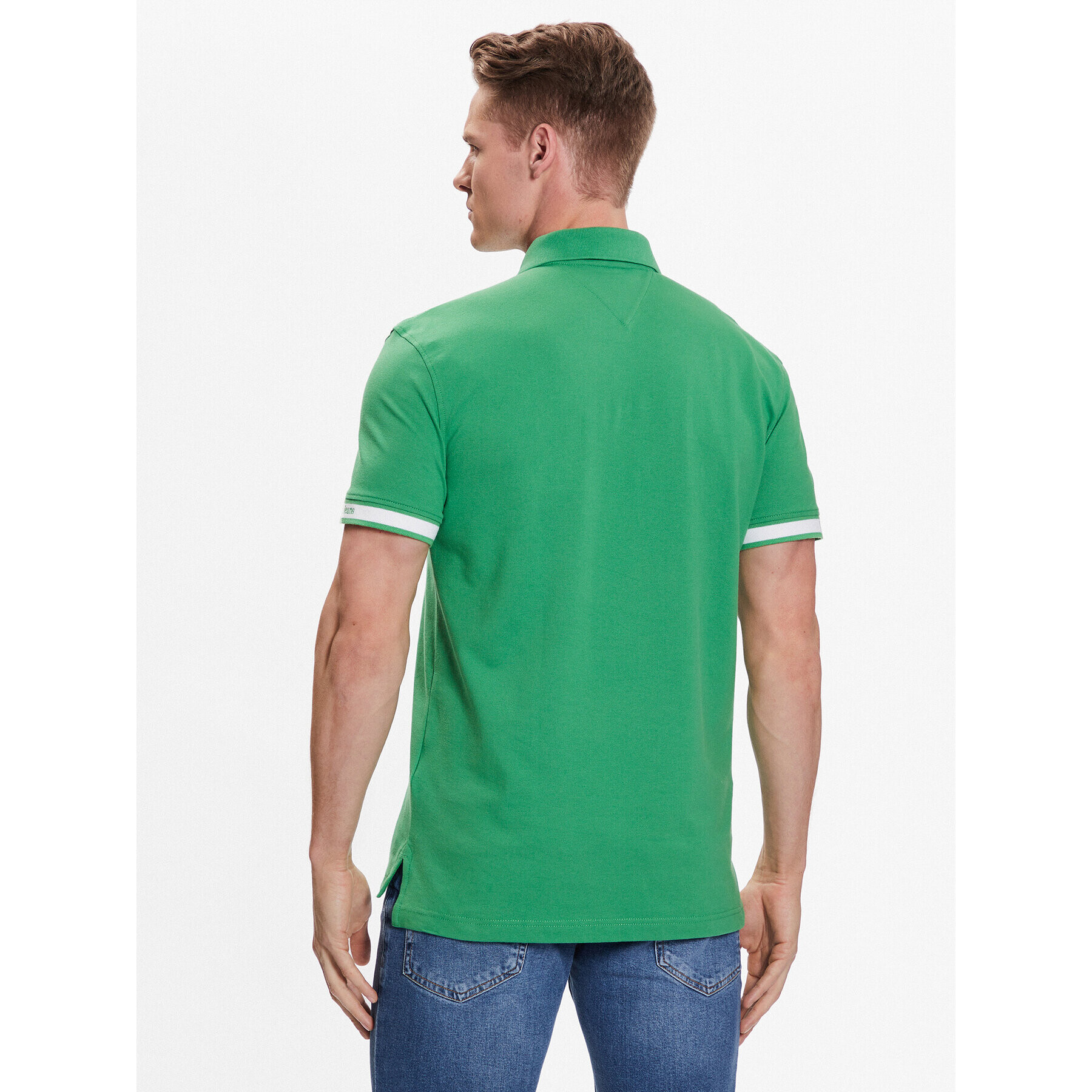 Tommy Jeans Tricou polo DM0DM15751 Verde Regular Fit - Pled.ro