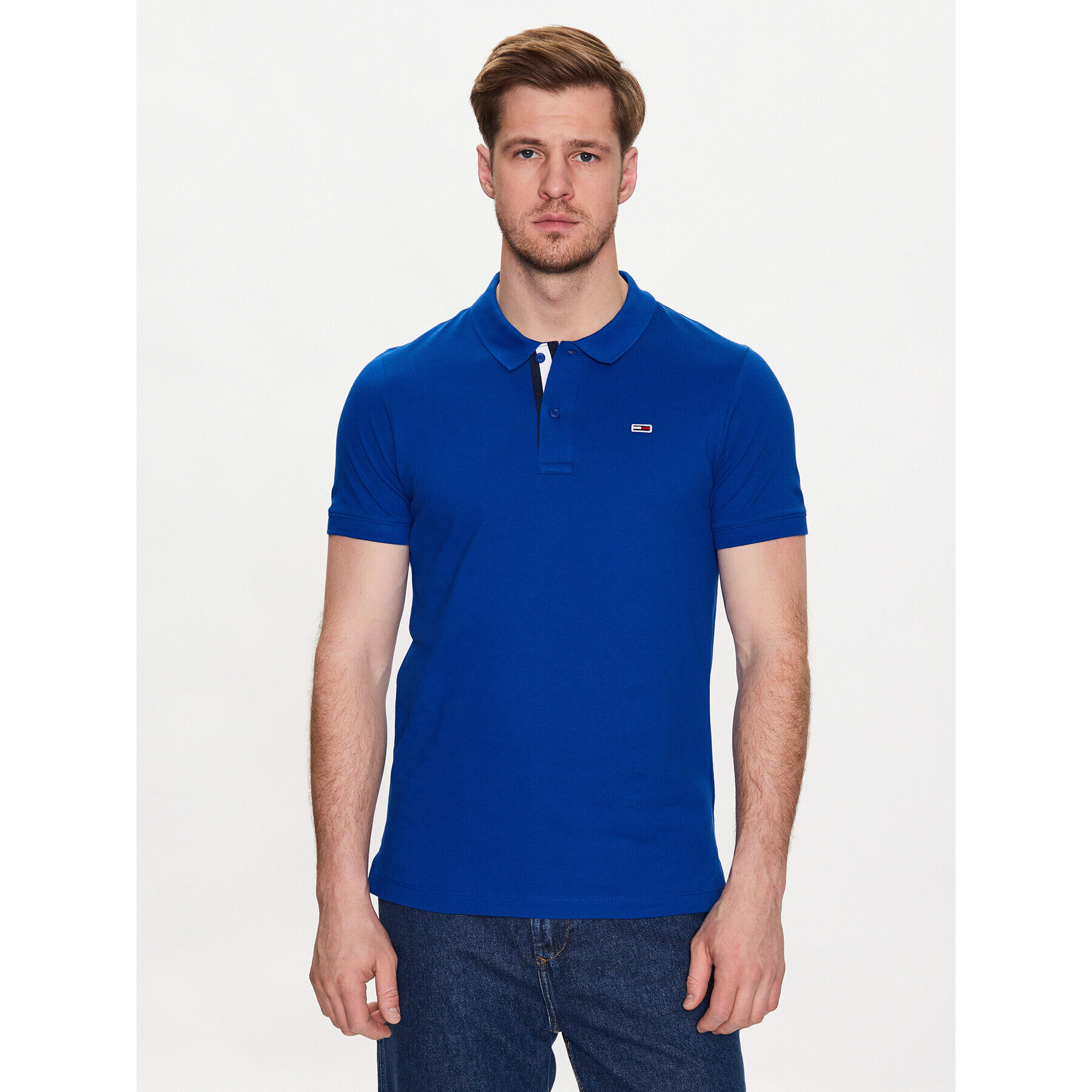 Tommy Jeans Tricou polo DM0DM15940 Bleumarin Slim Fit - Pled.ro