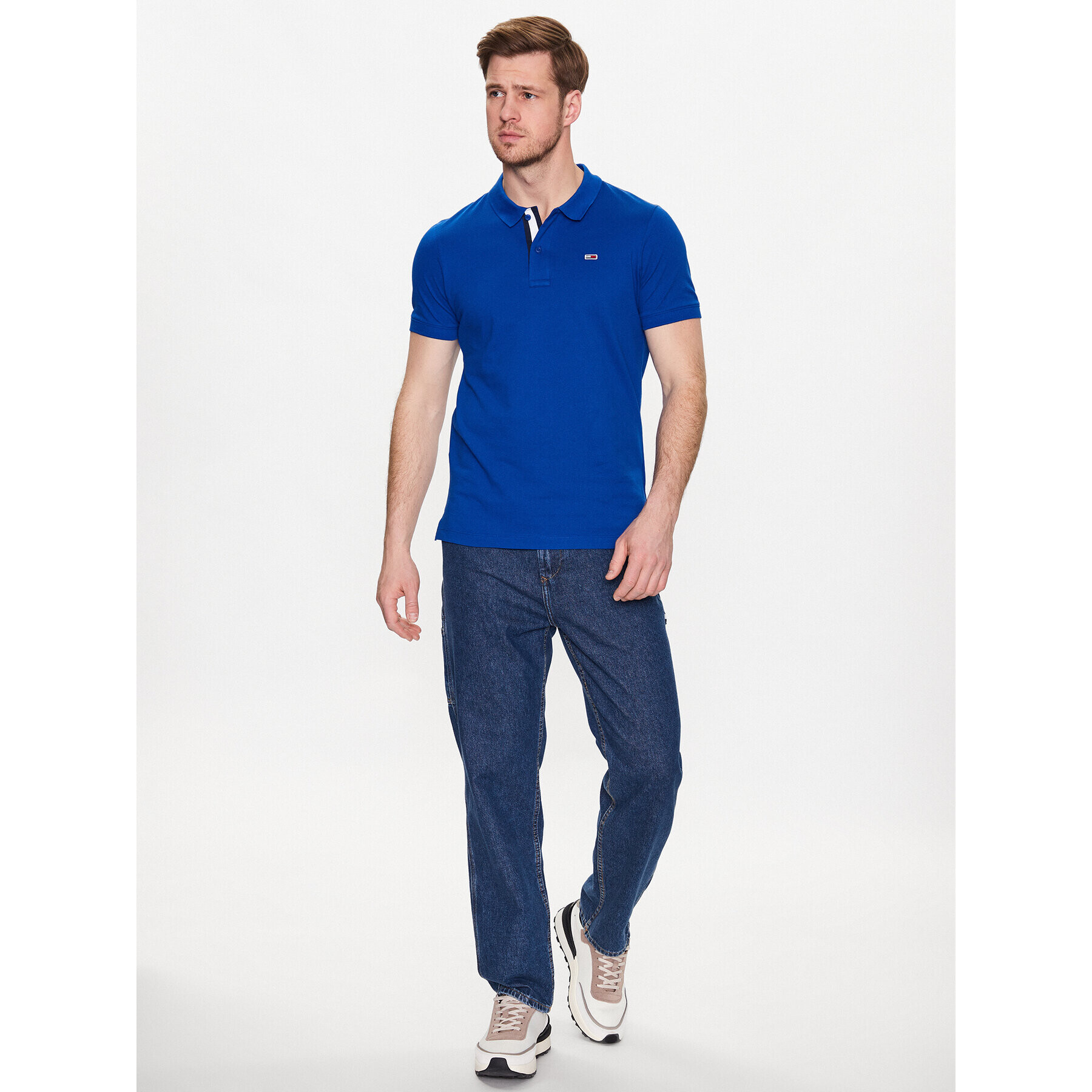 Tommy Jeans Tricou polo DM0DM15940 Bleumarin Slim Fit - Pled.ro