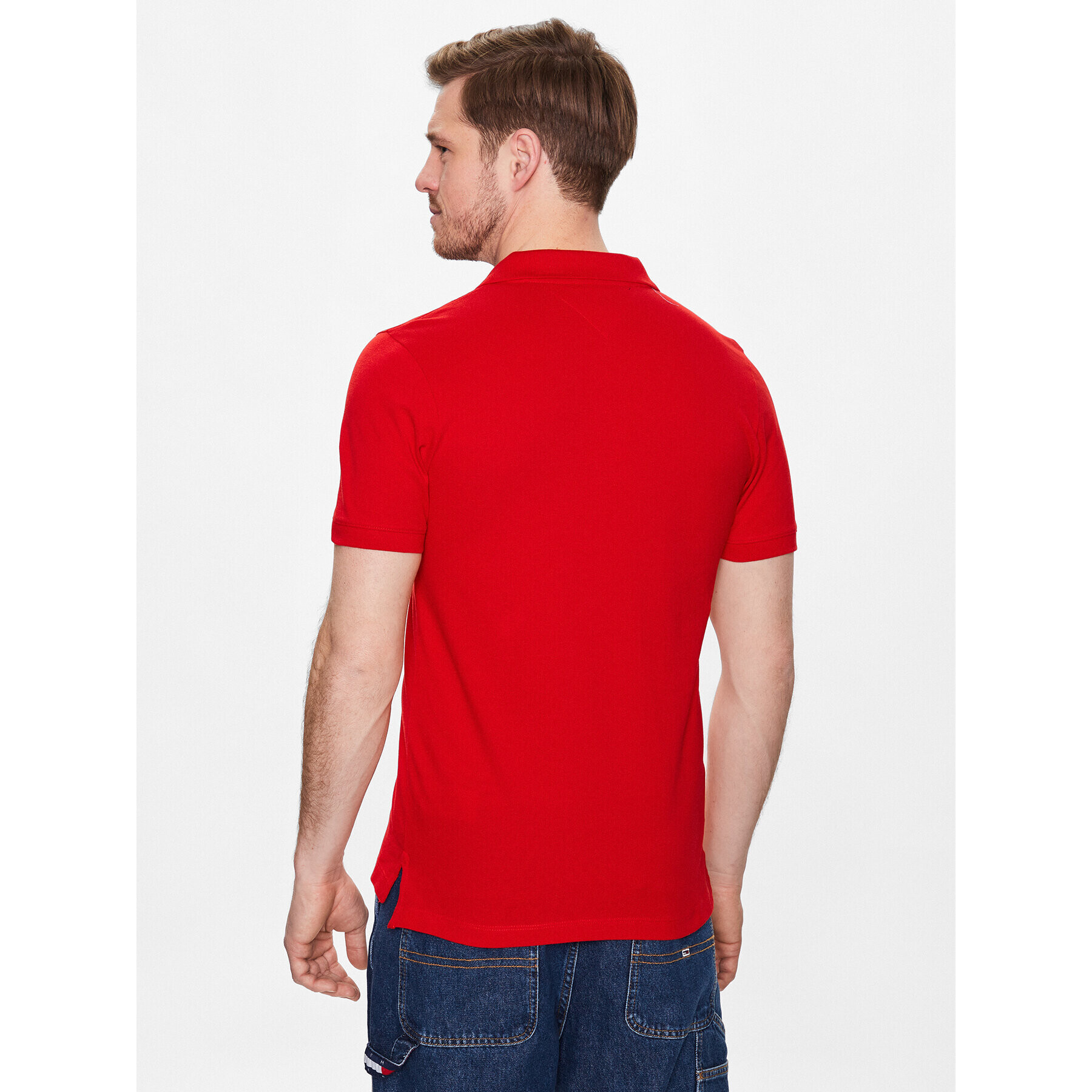 Tommy Jeans Tricou polo DM0DM15940 Roșu Slim Fit - Pled.ro