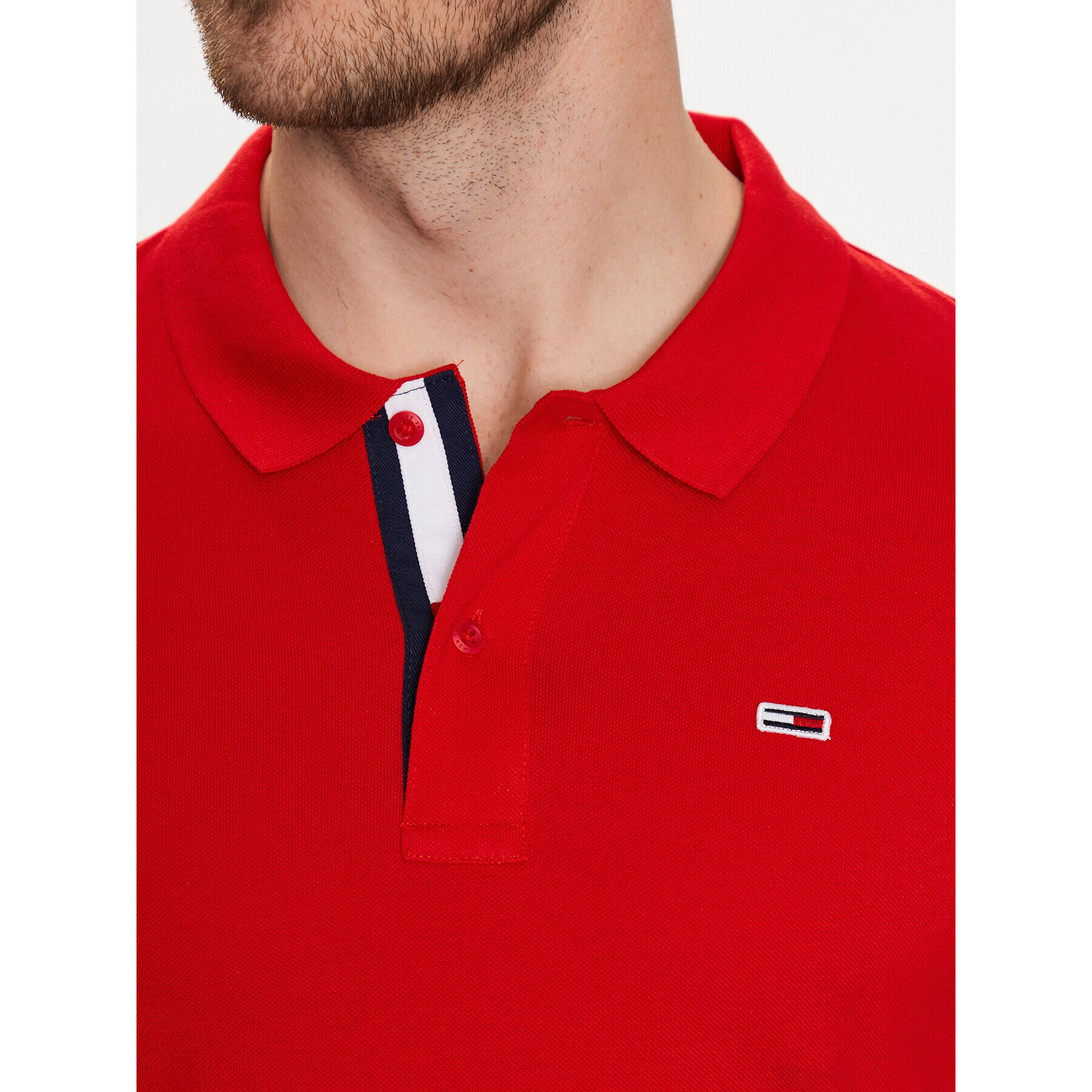 Tommy Jeans Tricou polo DM0DM15940 Roșu Slim Fit - Pled.ro