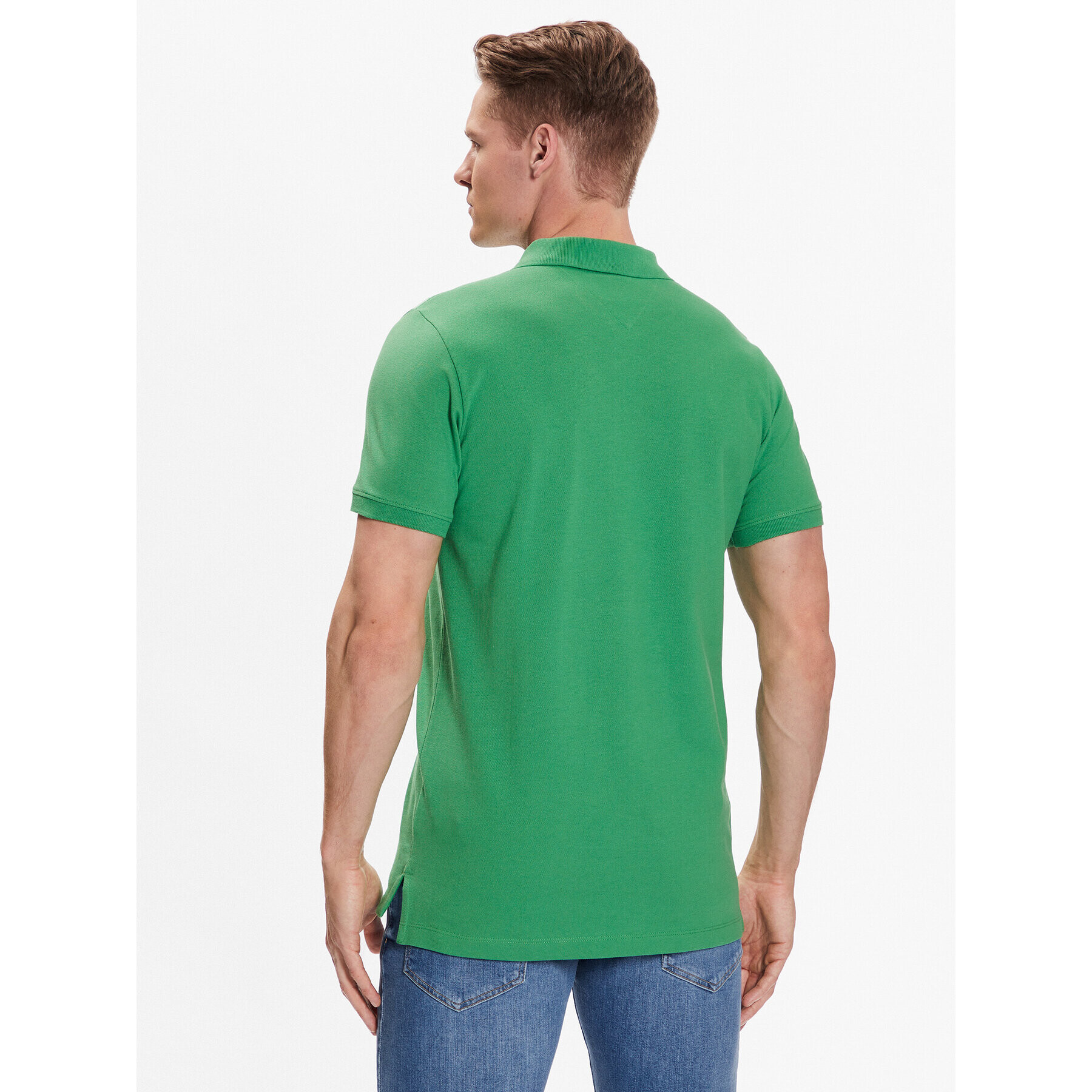 Tommy Jeans Tricou polo DM0DM15940 Verde Slim Fit - Pled.ro