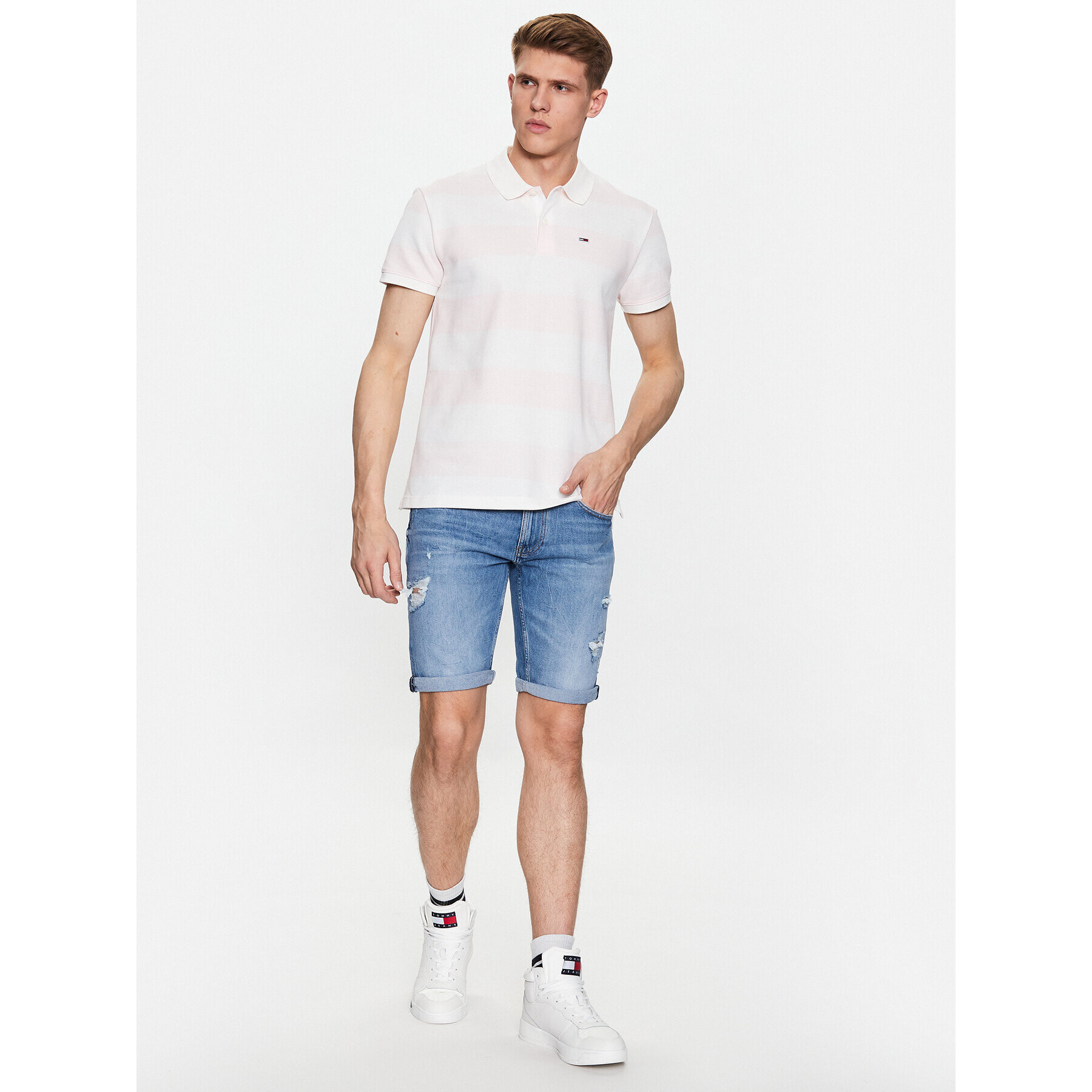 Tommy Jeans Tricou polo DM0DM16225 Roz Regular Fit - Pled.ro