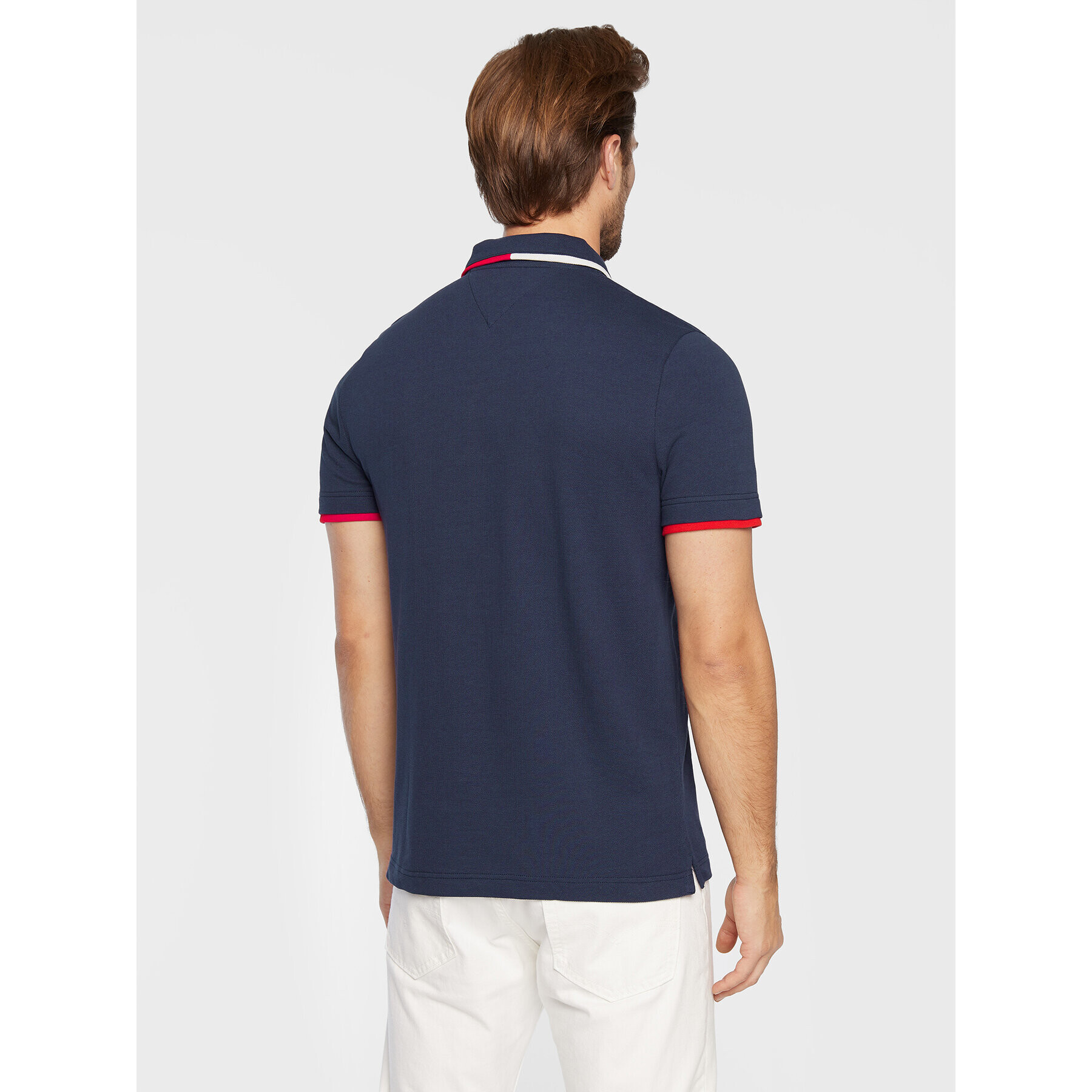 Tommy Jeans Tricou polo Flag DM0DM15076 Bleumarin Regular Fit - Pled.ro