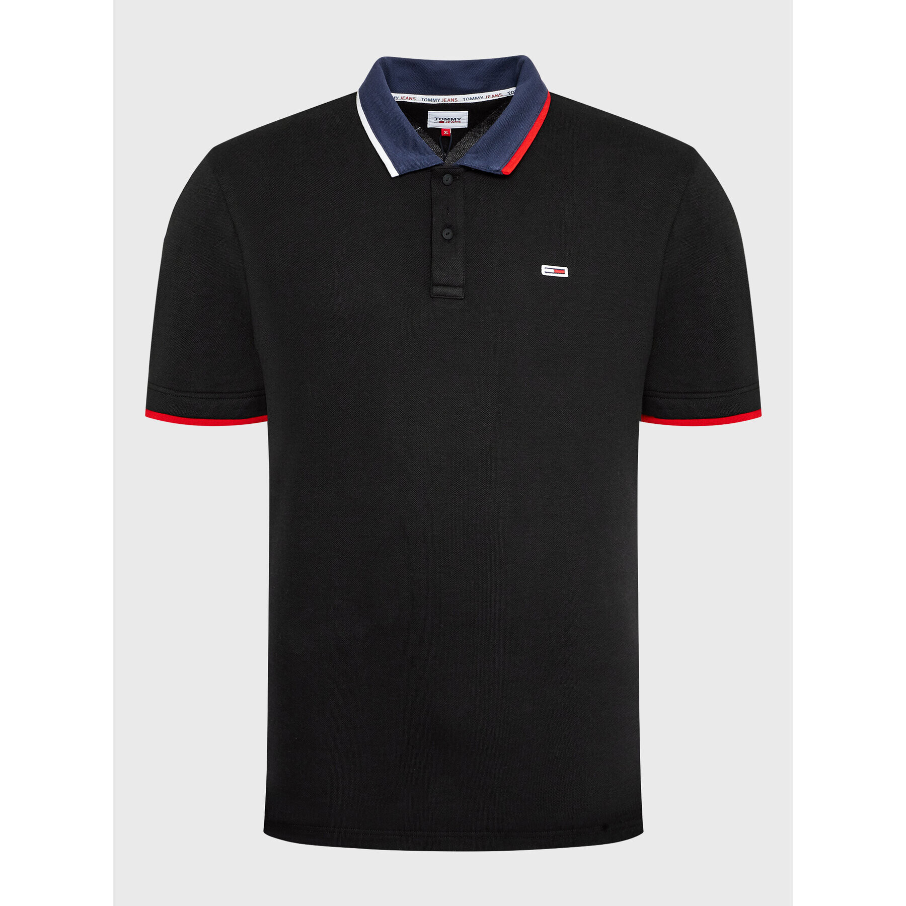 Tommy Jeans Tricou polo Flag DM0DM15076 Negru Regular Fit - Pled.ro