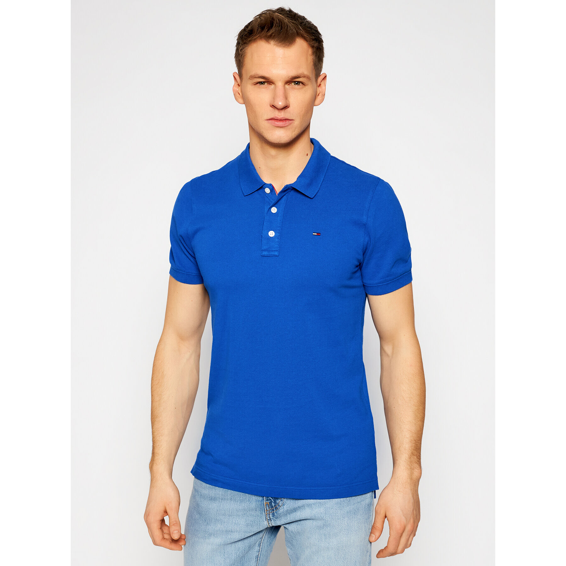 Tommy Jeans Tricou polo Orginal Fine Pique DM0DM04266 Bleumarin Regular Fit - Pled.ro