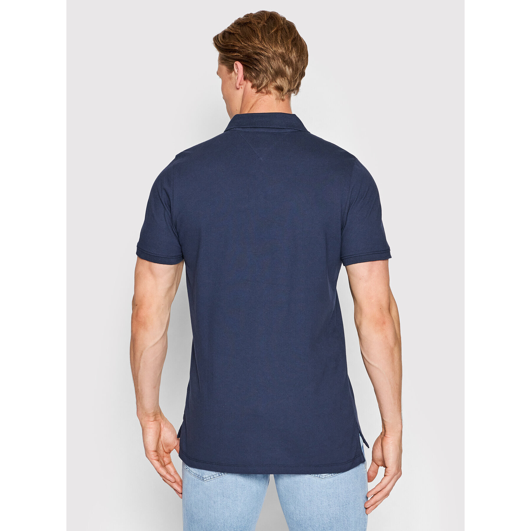 Tommy Jeans Tricou polo Solid Stretch DM0DM12219 Bleumarin Slim Fit - Pled.ro