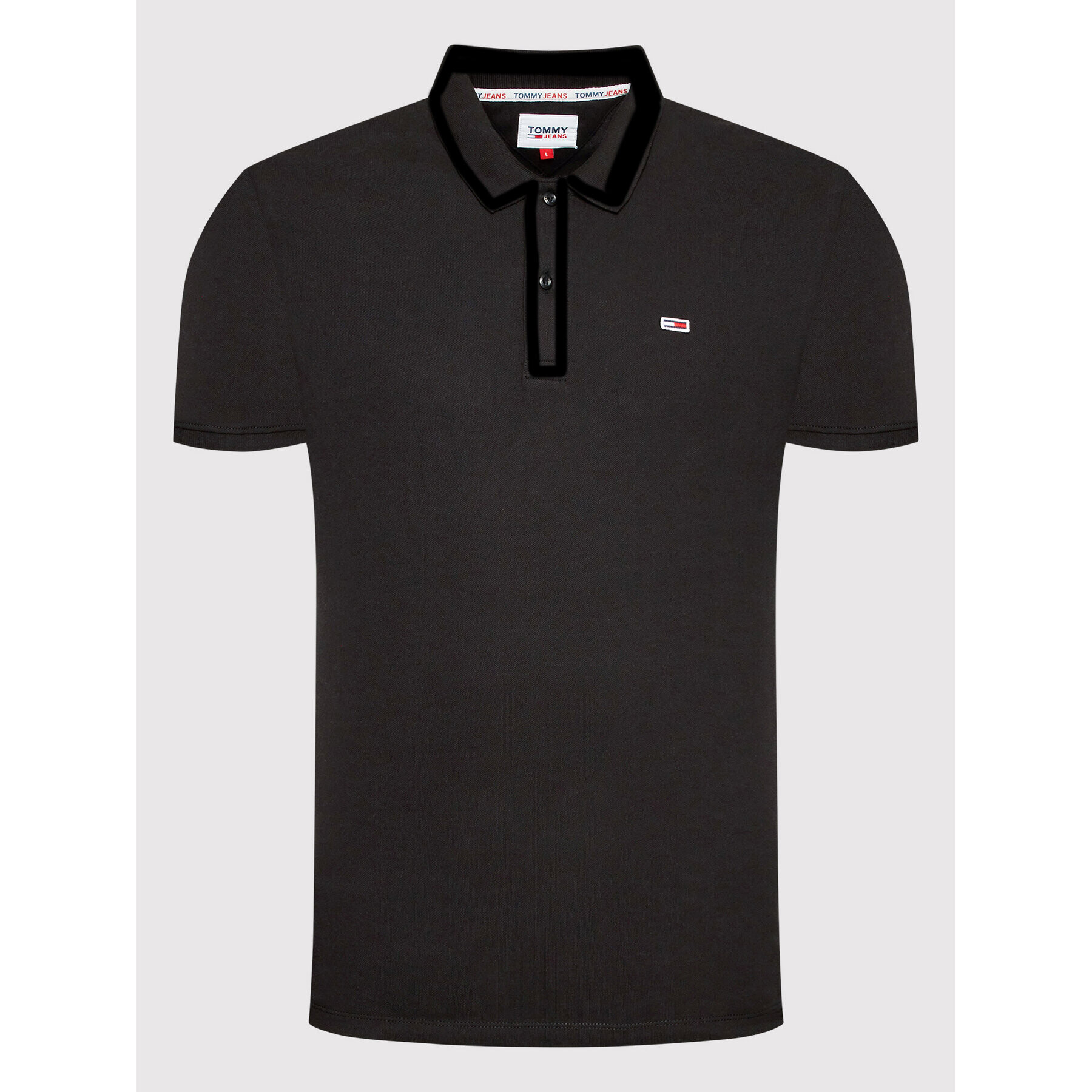 Tommy Jeans Tricou polo Solid Stretch DM0DM12219 Negru Slim Fit - Pled.ro