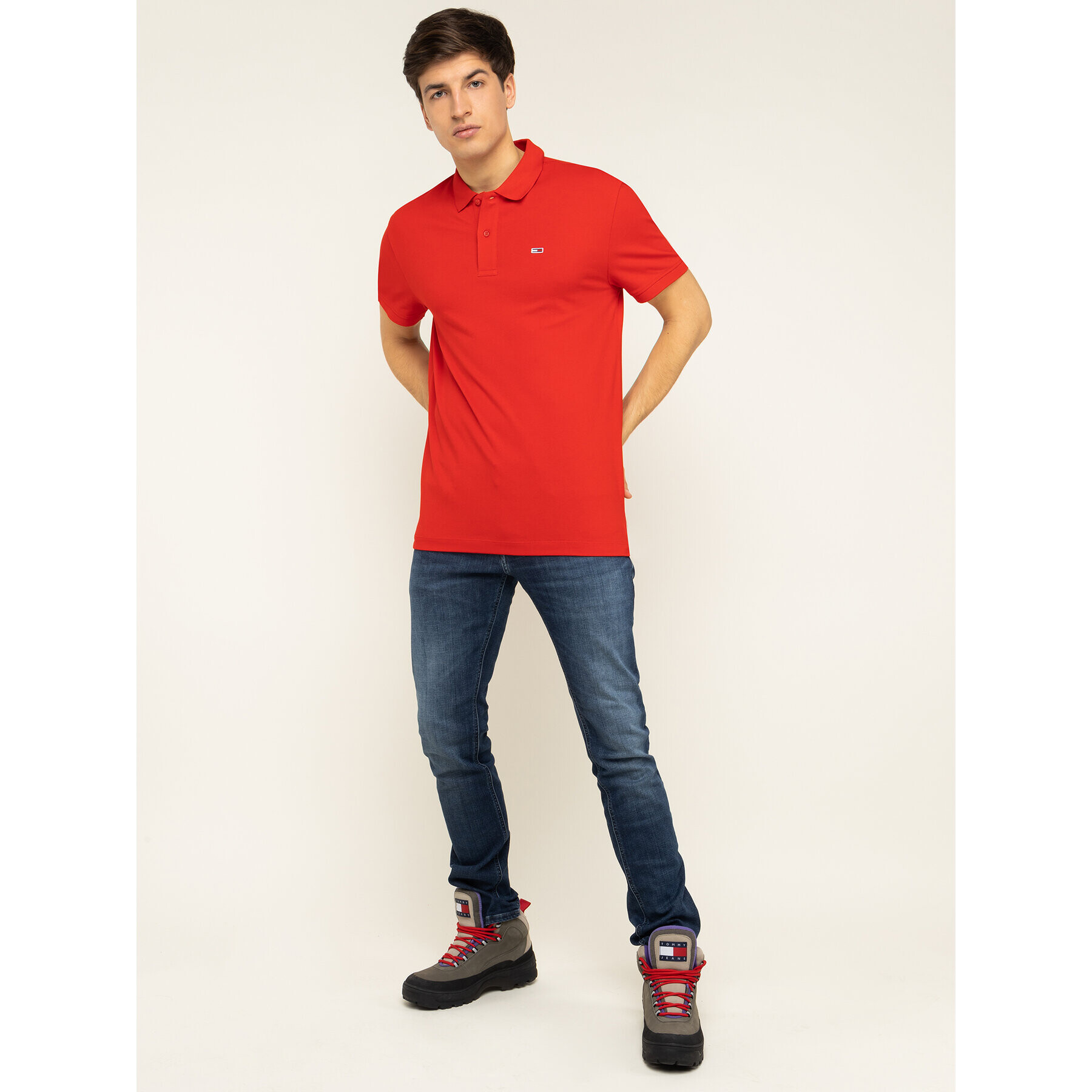 Tommy Jeans Tricou polo Tjm Classics Solid DM0DM07196 Roșu Regular Fit - Pled.ro