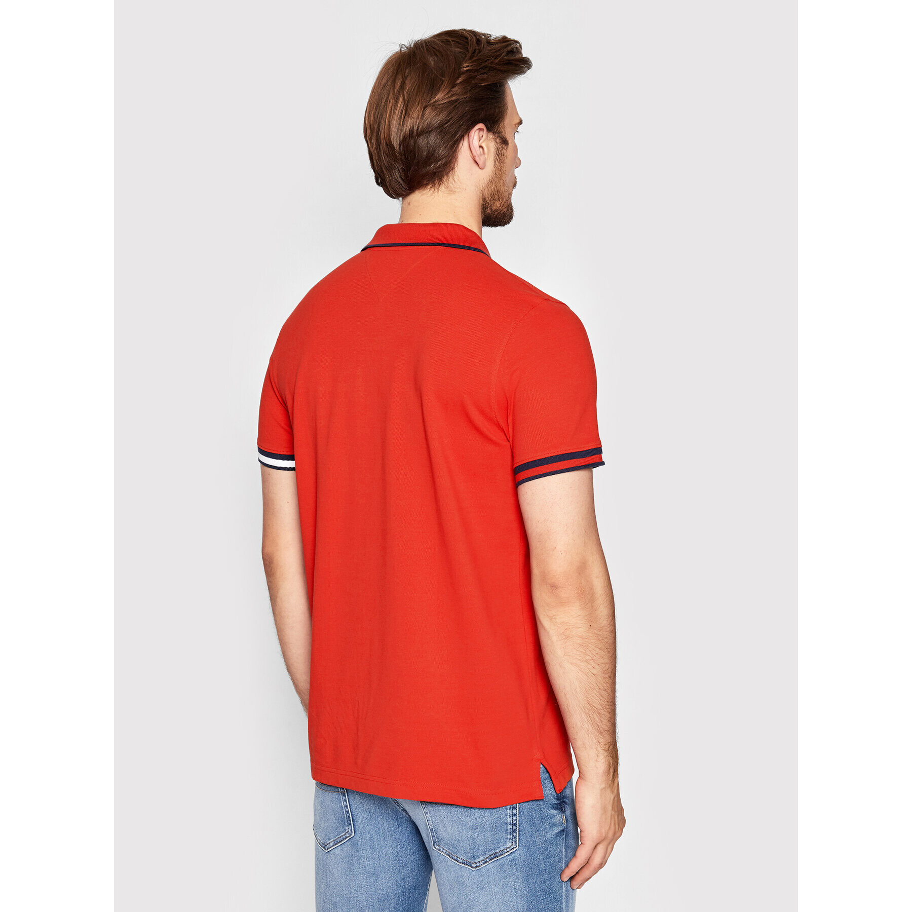 Tommy Jeans Tricou polo Tjm Flag Cuffs DM0DM12963 Roșu Regular Fit - Pled.ro