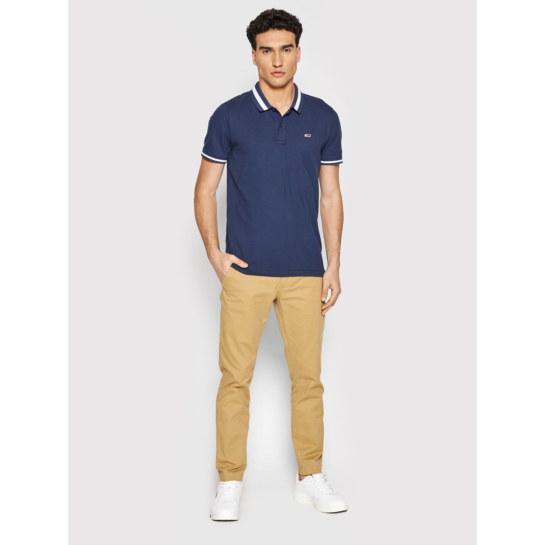 Tommy Jeans Tricou polo TJM Tipped DM0DM12220 Bleumarin Slim Fit - Pled.ro