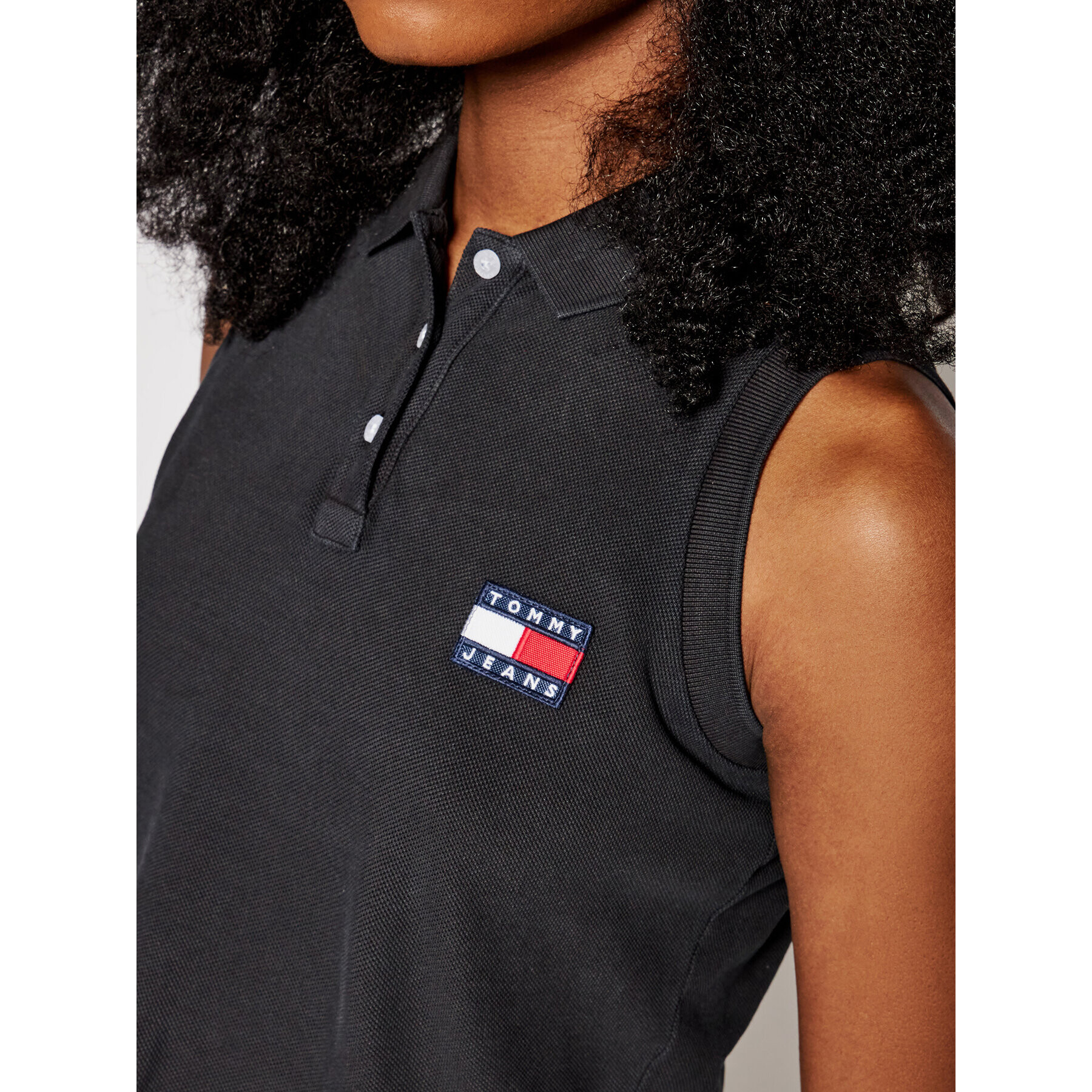 Tommy Jeans Tricou polo Tjw Badge DW0DW10119 Negru Regular Fit - Pled.ro