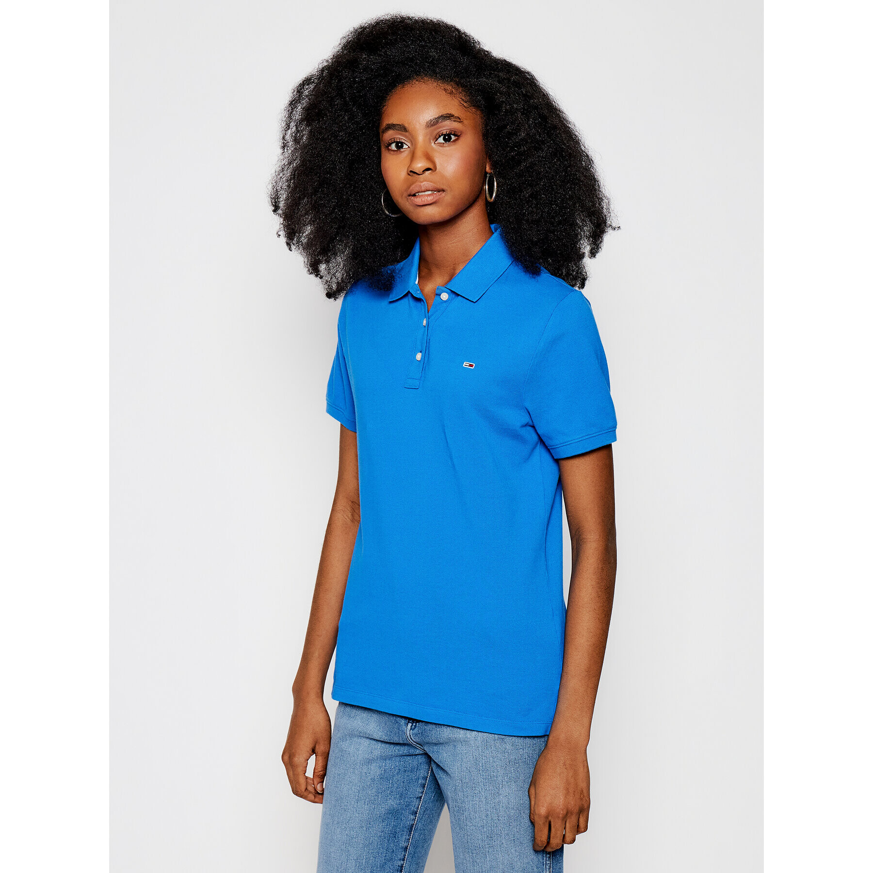 Tommy Jeans Tricou polo Tjw DW0DW09199 Albastru Slim Fit - Pled.ro