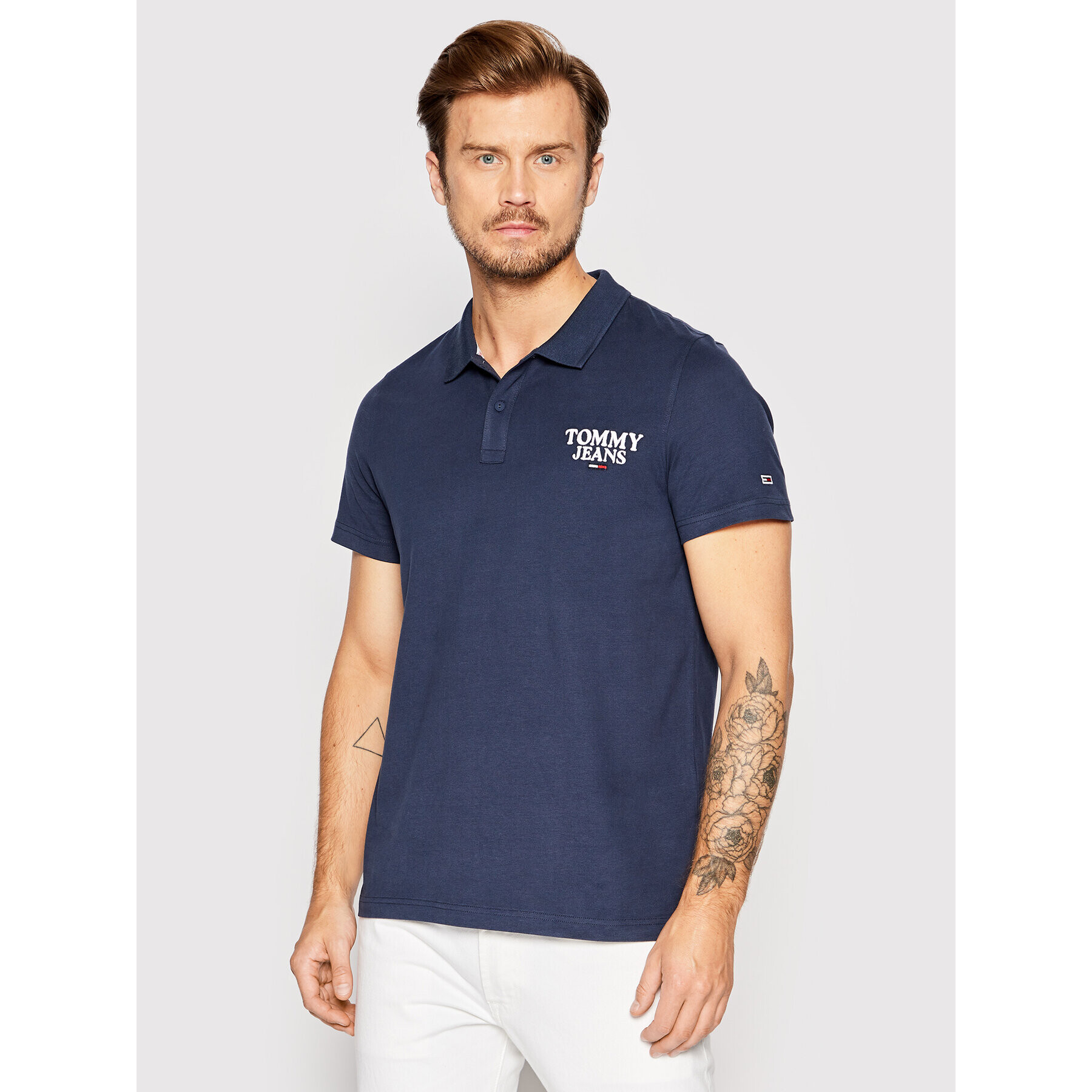 Tommy Jeans Tricou polo Washed DM0DM12966 Bleumarin Regular Fit - Pled.ro