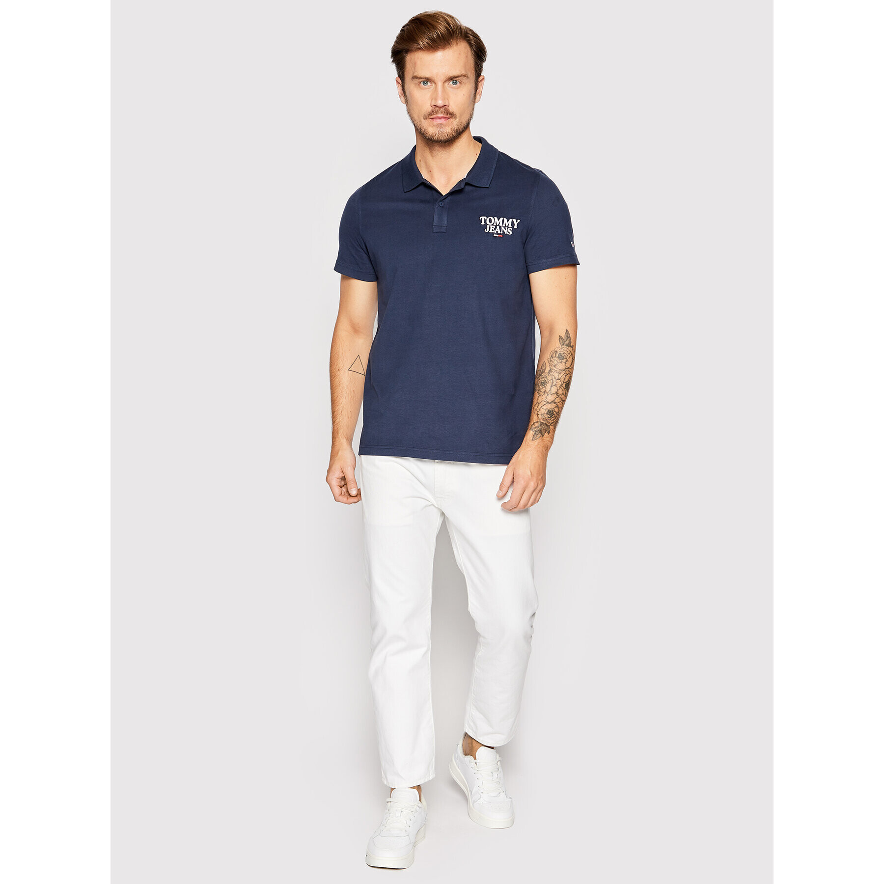 Tommy Jeans Tricou polo Washed DM0DM12966 Bleumarin Regular Fit - Pled.ro