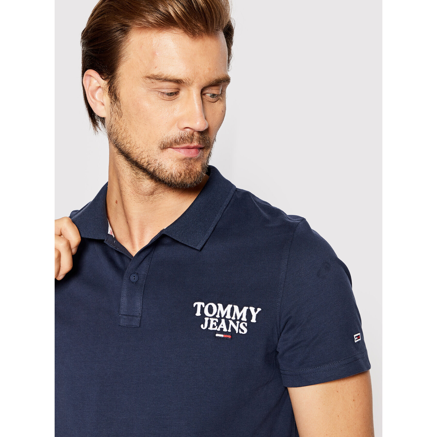 Tommy Jeans Tricou polo Washed DM0DM12966 Bleumarin Regular Fit - Pled.ro