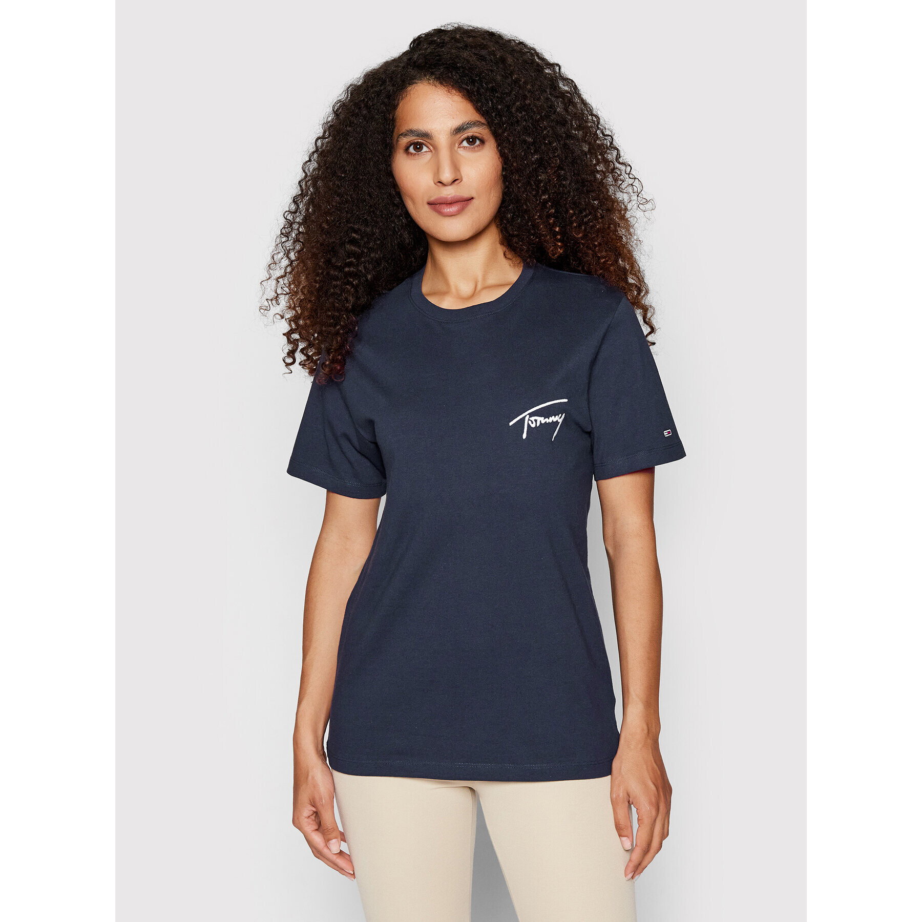 Tommy Jeans Tricou Signature DW0DW12940 Bleumarin Relaxed Fit - Pled.ro