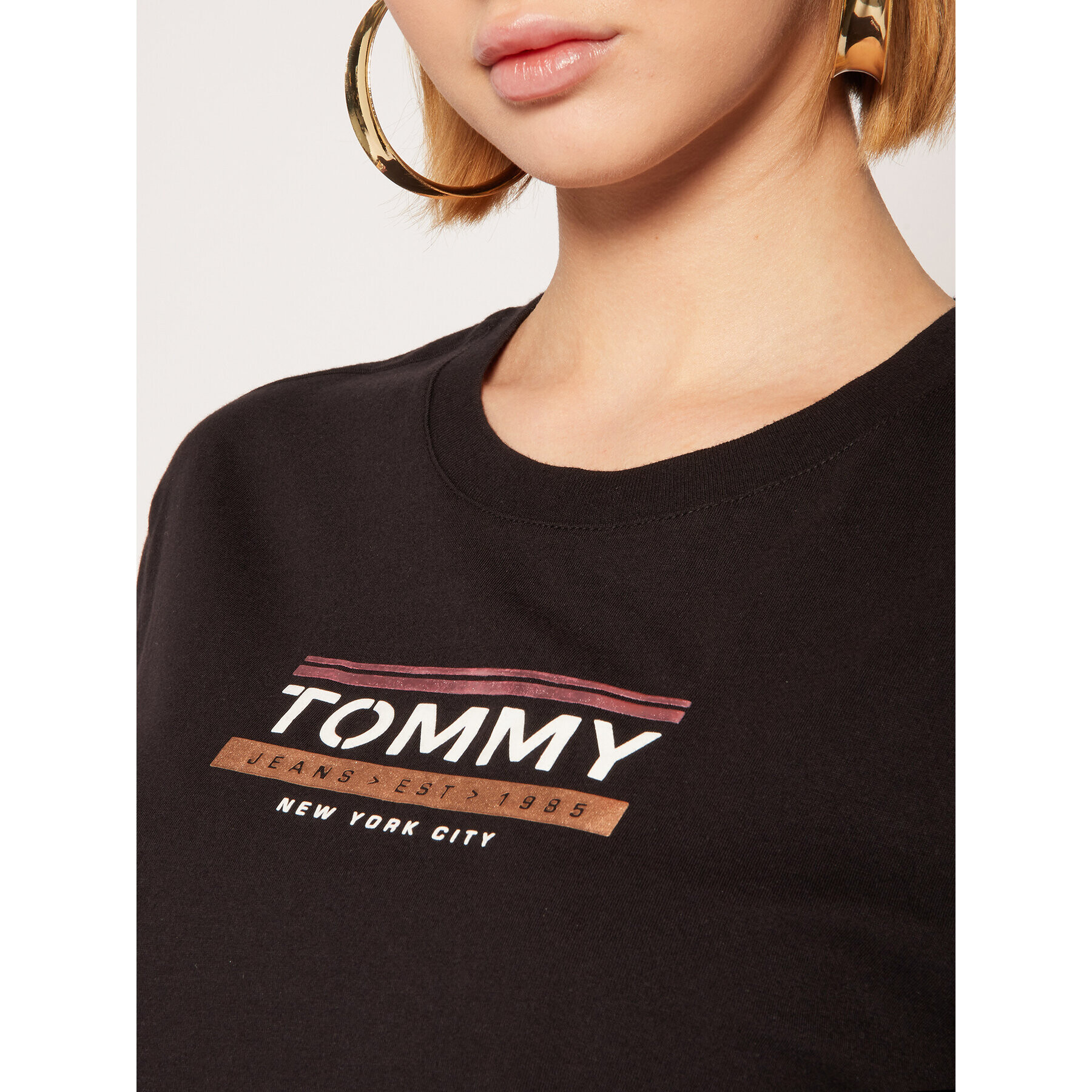 Tommy Jeans Tricou Sleeve Detail Logo Tee DW0DW08035 Negru Regular Fit - Pled.ro