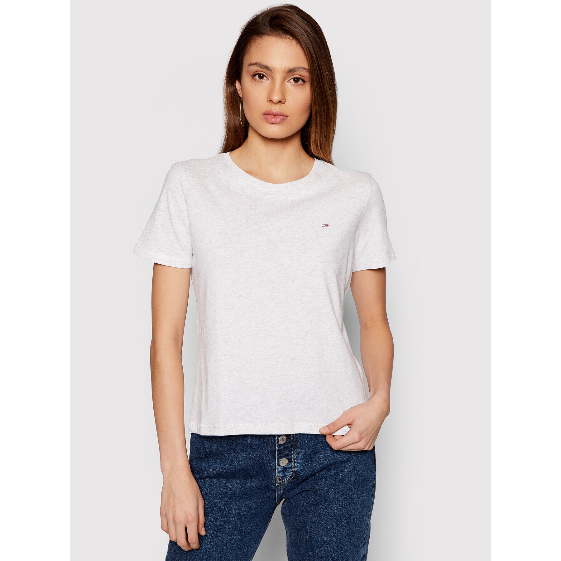 Tommy Jeans Tricou Soft Tee DW0DW06901 Gri Regular Fit - Pled.ro