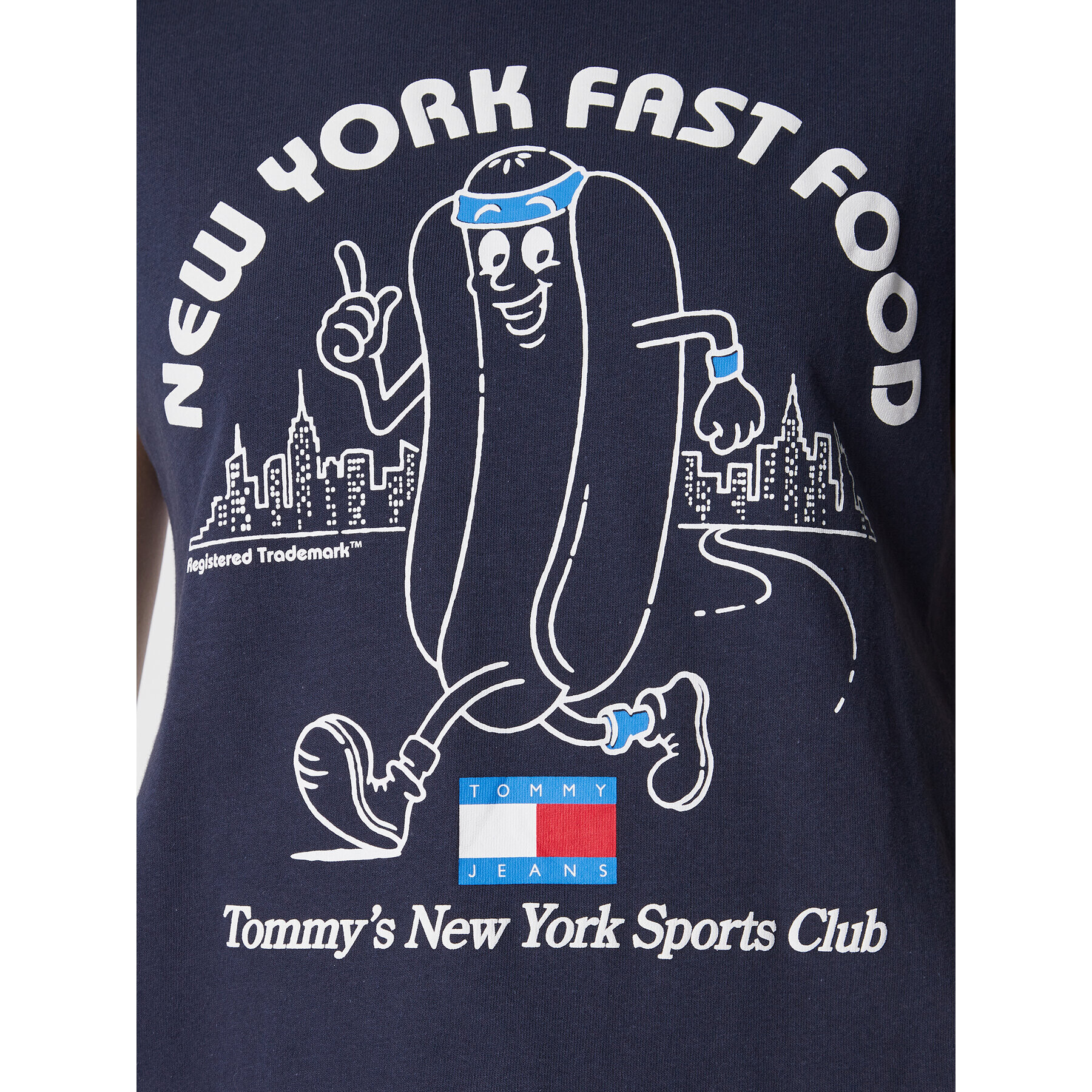 Tommy Jeans Tricou Sportees Fast Food DW0DW15072 Bleumarin Regular Fit - Pled.ro