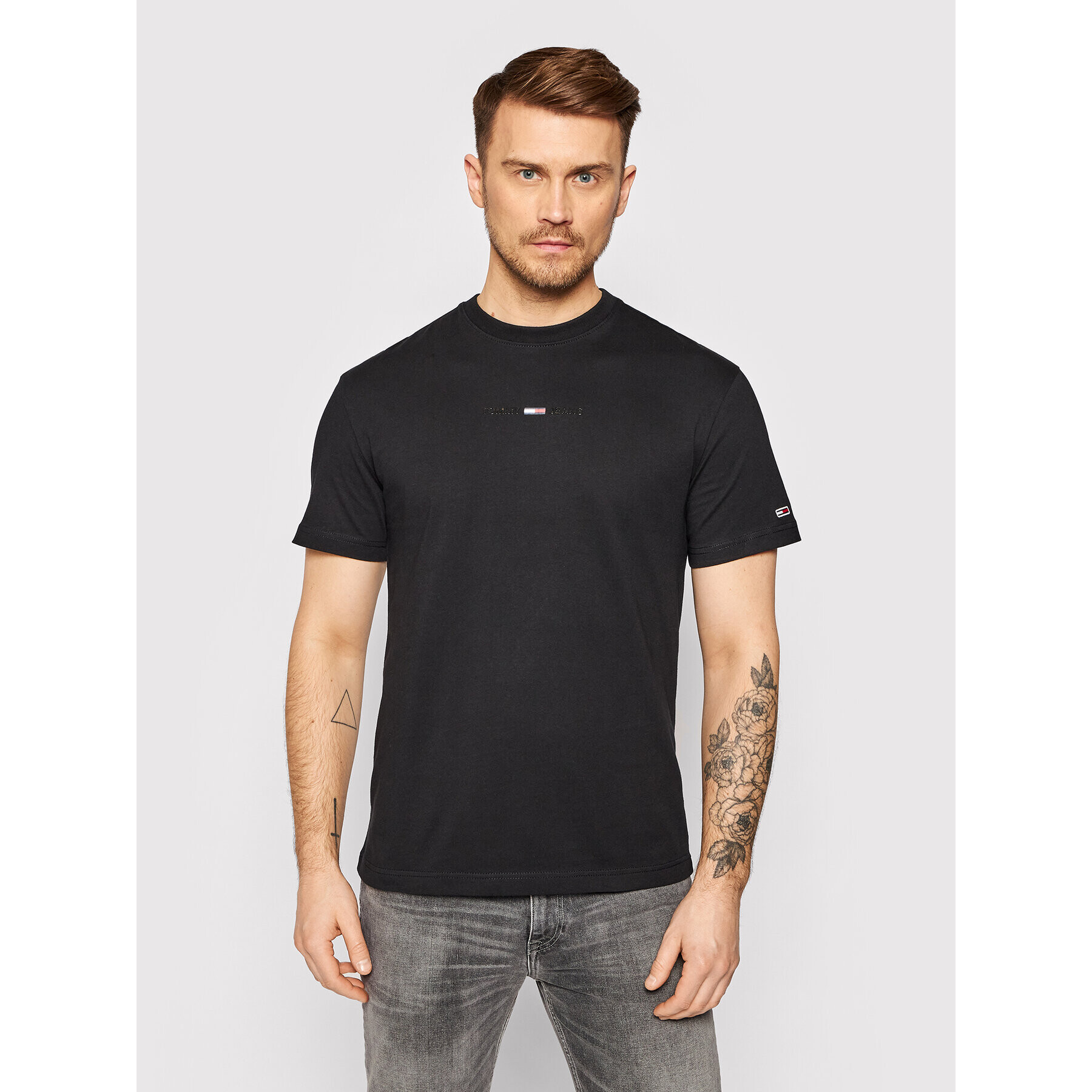 Tommy Jeans Tricou Tjm Gel Linear Logo Tee DM0DM10702 Negru Regular Fit - Pled.ro