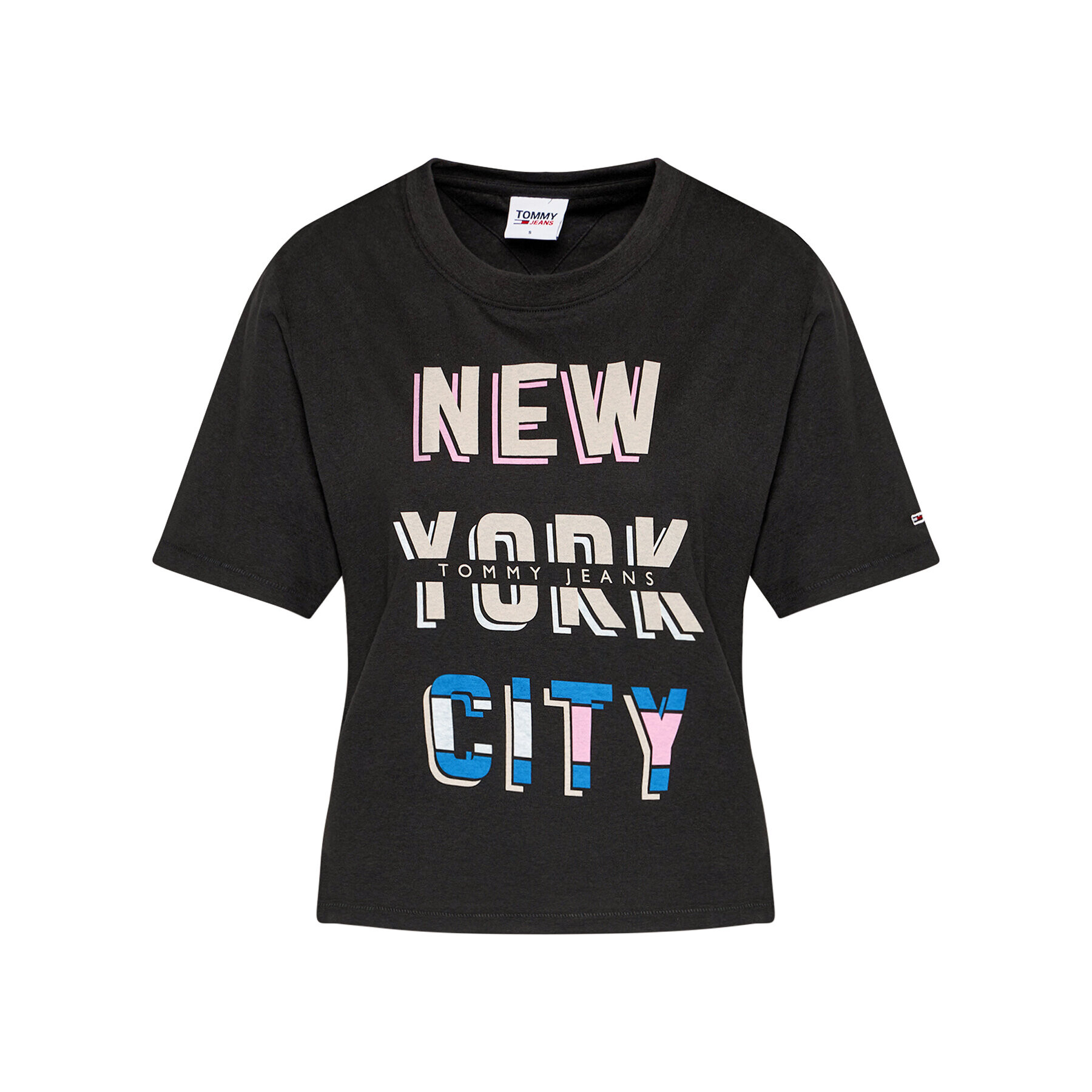 Tommy Jeans Tricou Tjw Bxy Crop New York City DW0DW09815 Negru Regular Fit - Pled.ro