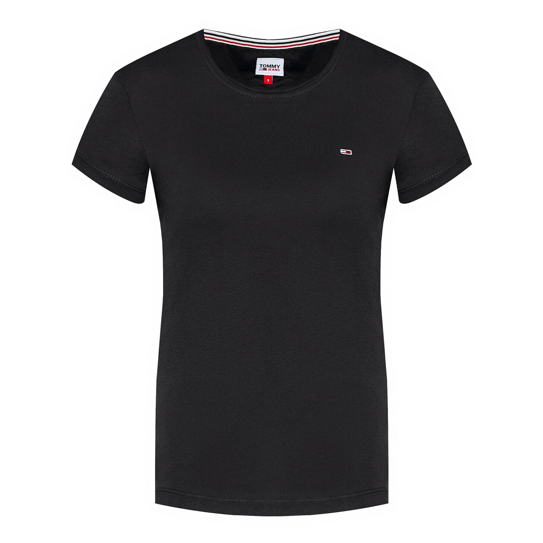 Tommy Jeans Tricou Tjw C Neck DW0DW09194 Negru Slim Fit - Pled.ro